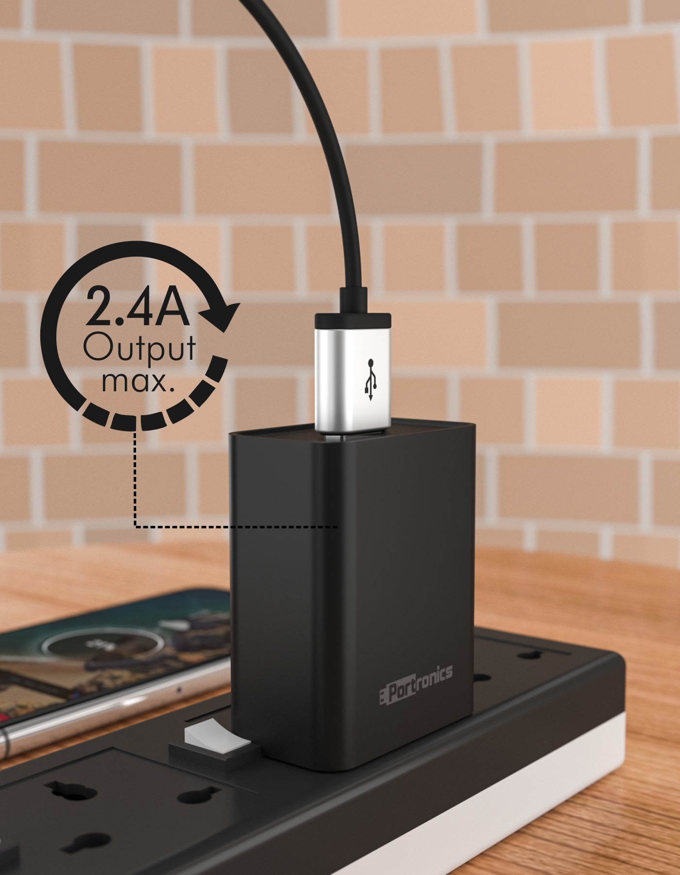 Portronics Adapto 62 USB Fast Charger 2.4A output max