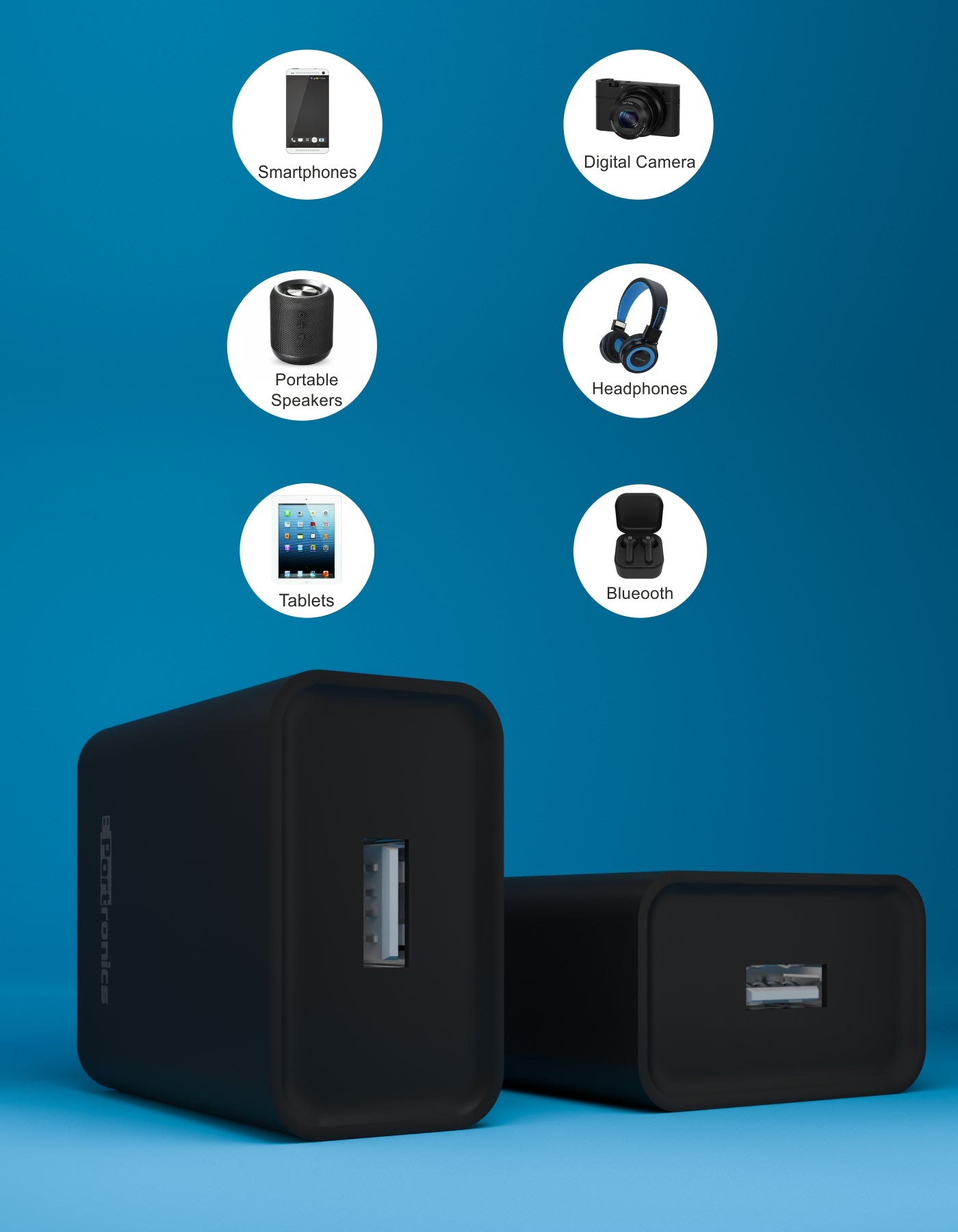 Portronics Adapto 62 USB Fast Charger connect with  many devices