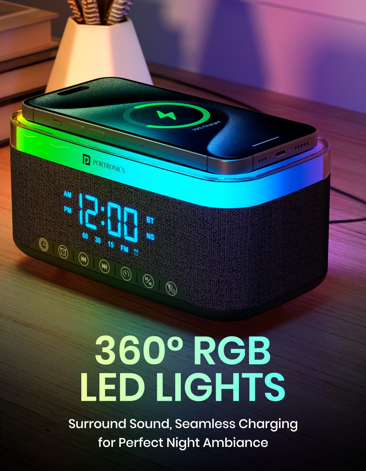 Portronics TriFusion wireless portable speaker with 360 degree rgb light| portable Bluetooth speaker online at best price