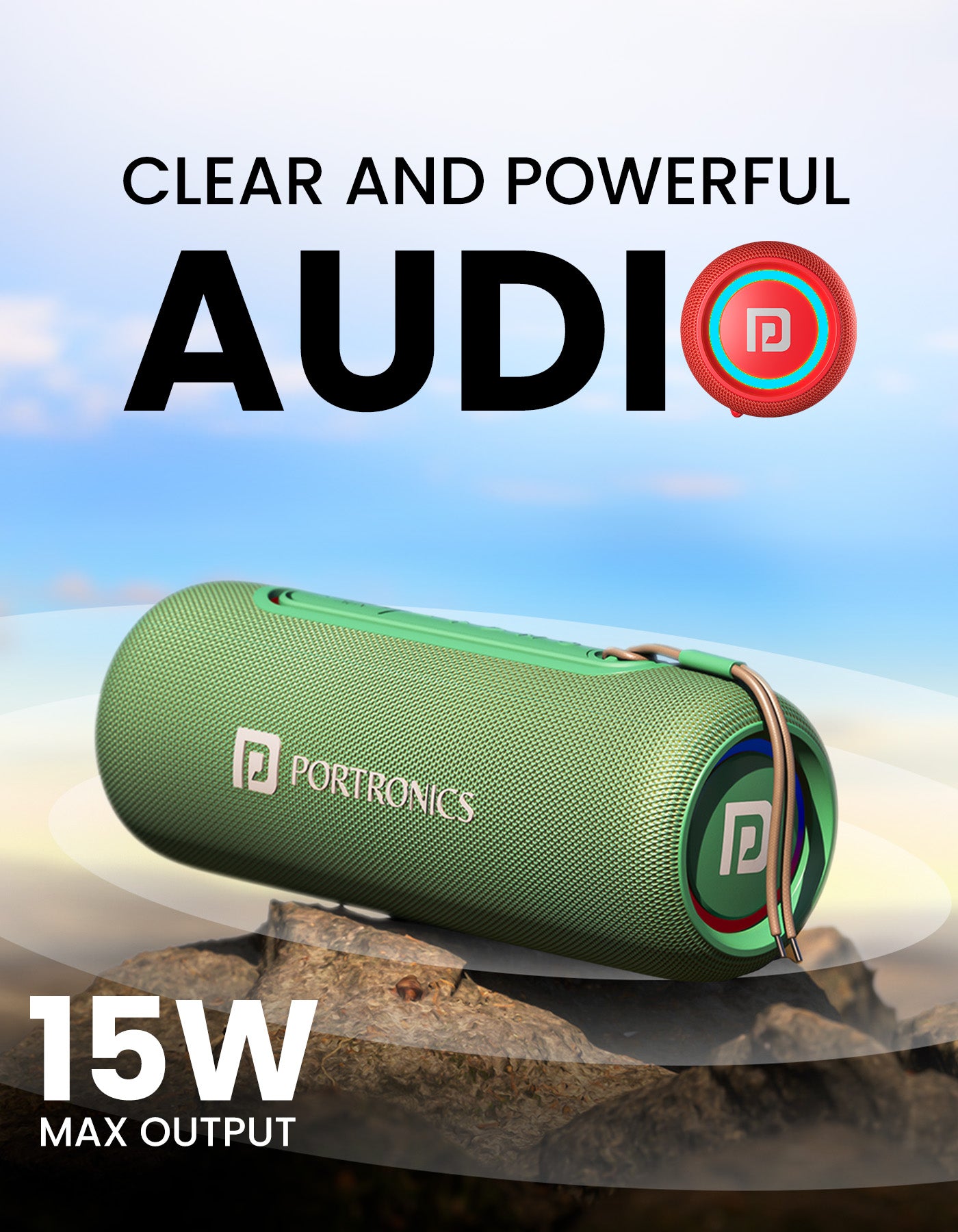 Portronics Resound 2  portable wireless bluetooth speakers with 15watt hd sound for iOS & Android