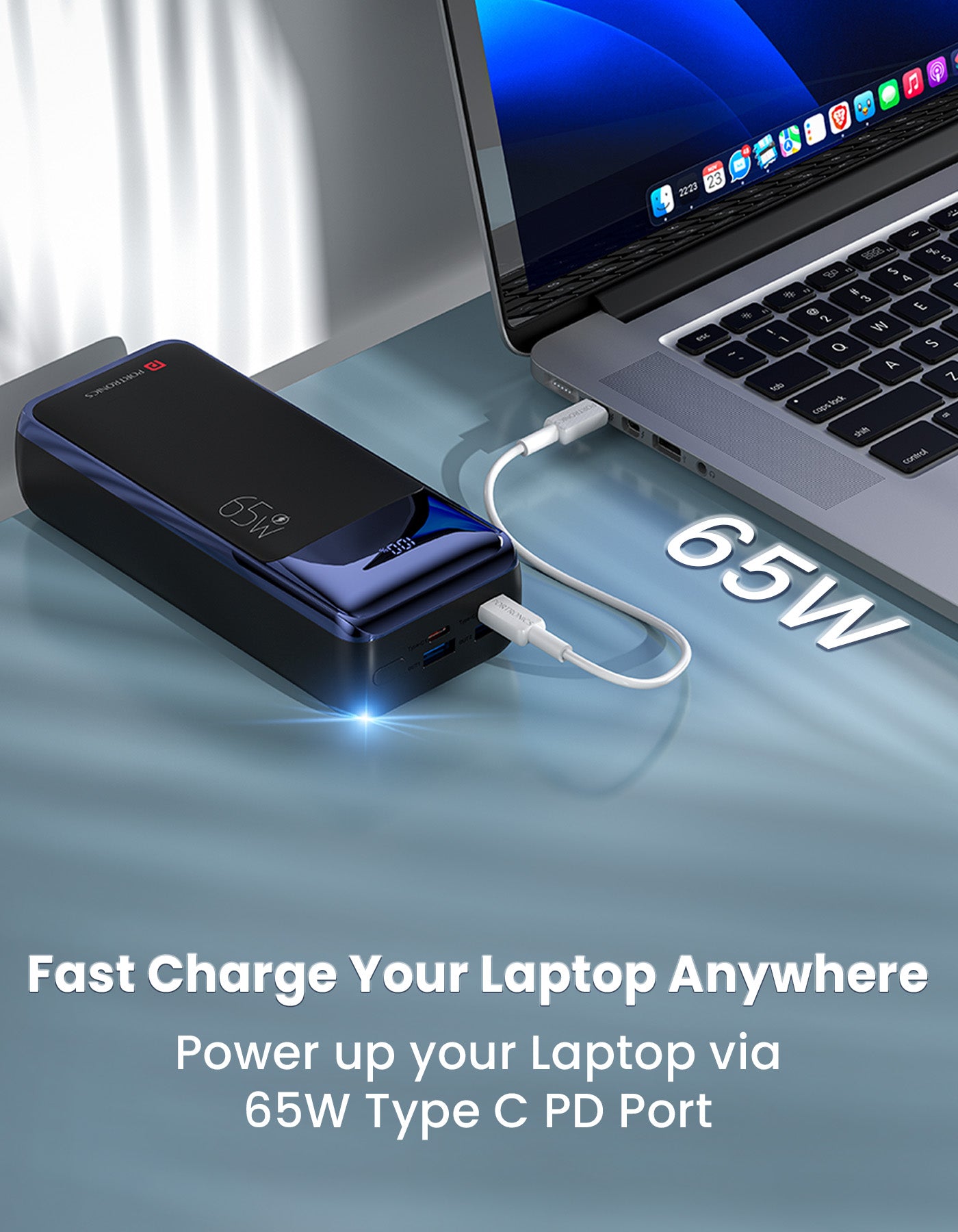 Portronics Ampbox 27K 27000mah fast charging portable 65w laptop power bank 