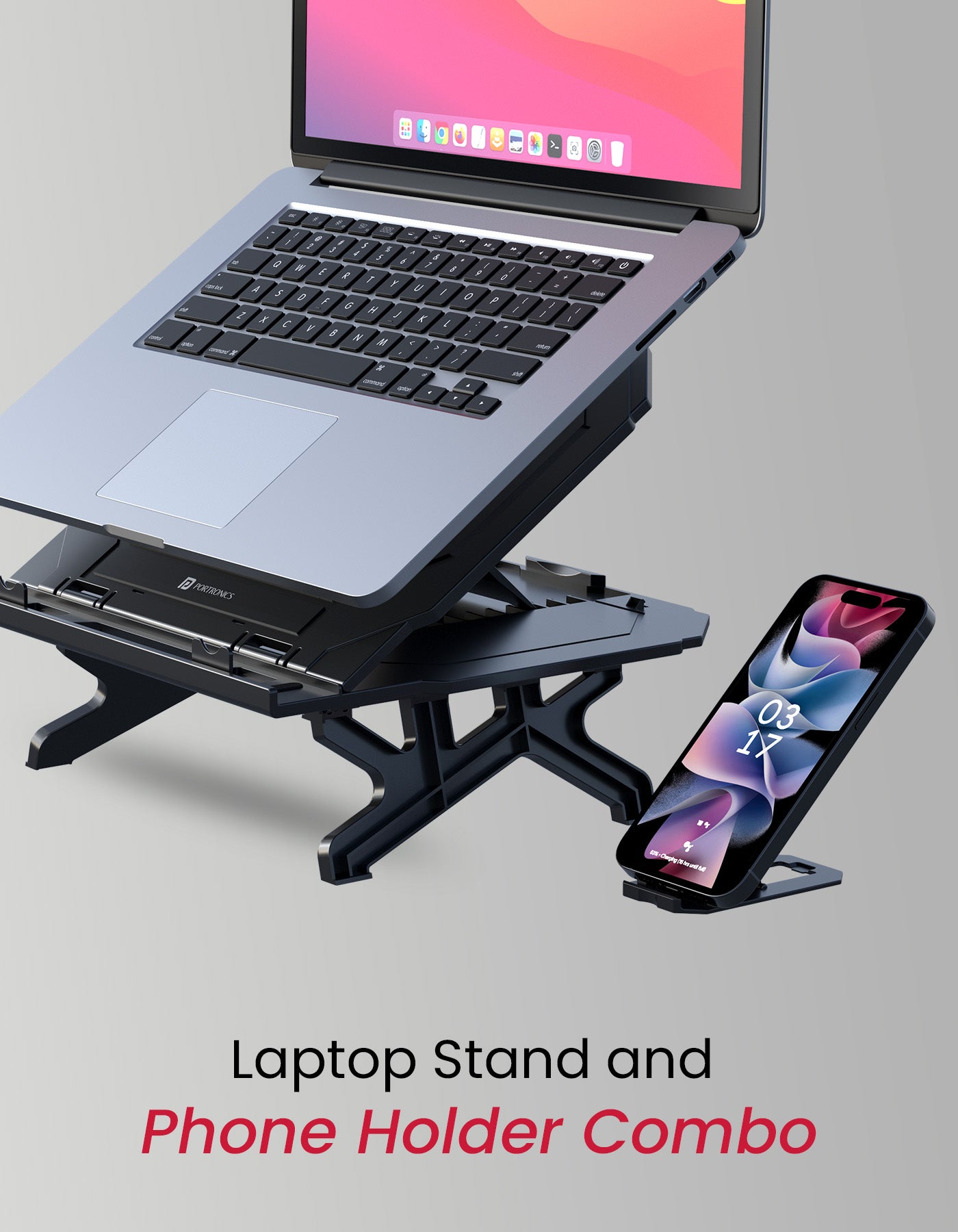 Portronics My Buddy Hexa 33: Portable & Adjustable Laptop/tablet Stand with air vantilation cools laptop