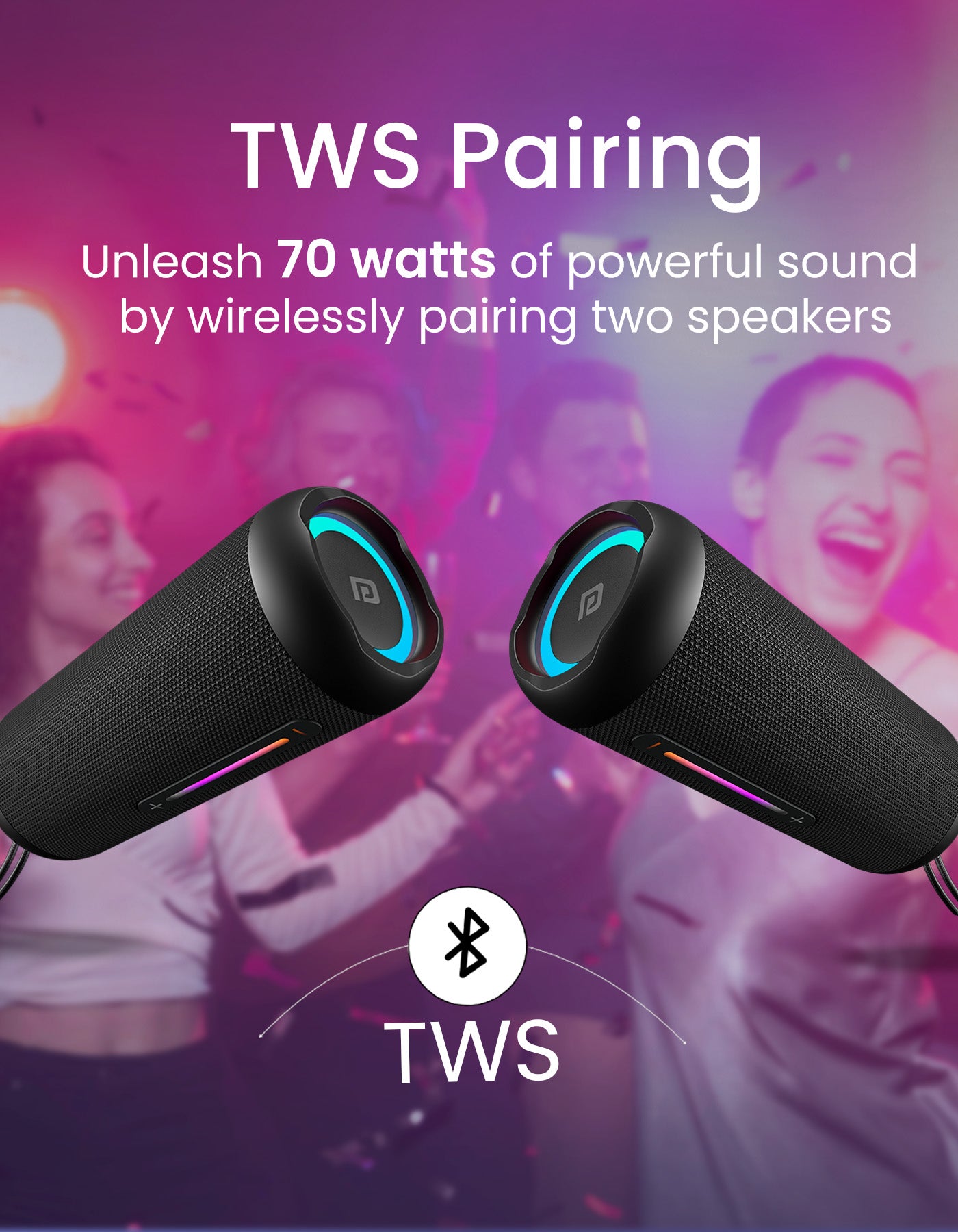 Portronics Breeze 6 portable Bluetooth speaker comes with TWS connectivity options to merge two speaker at time for louder music