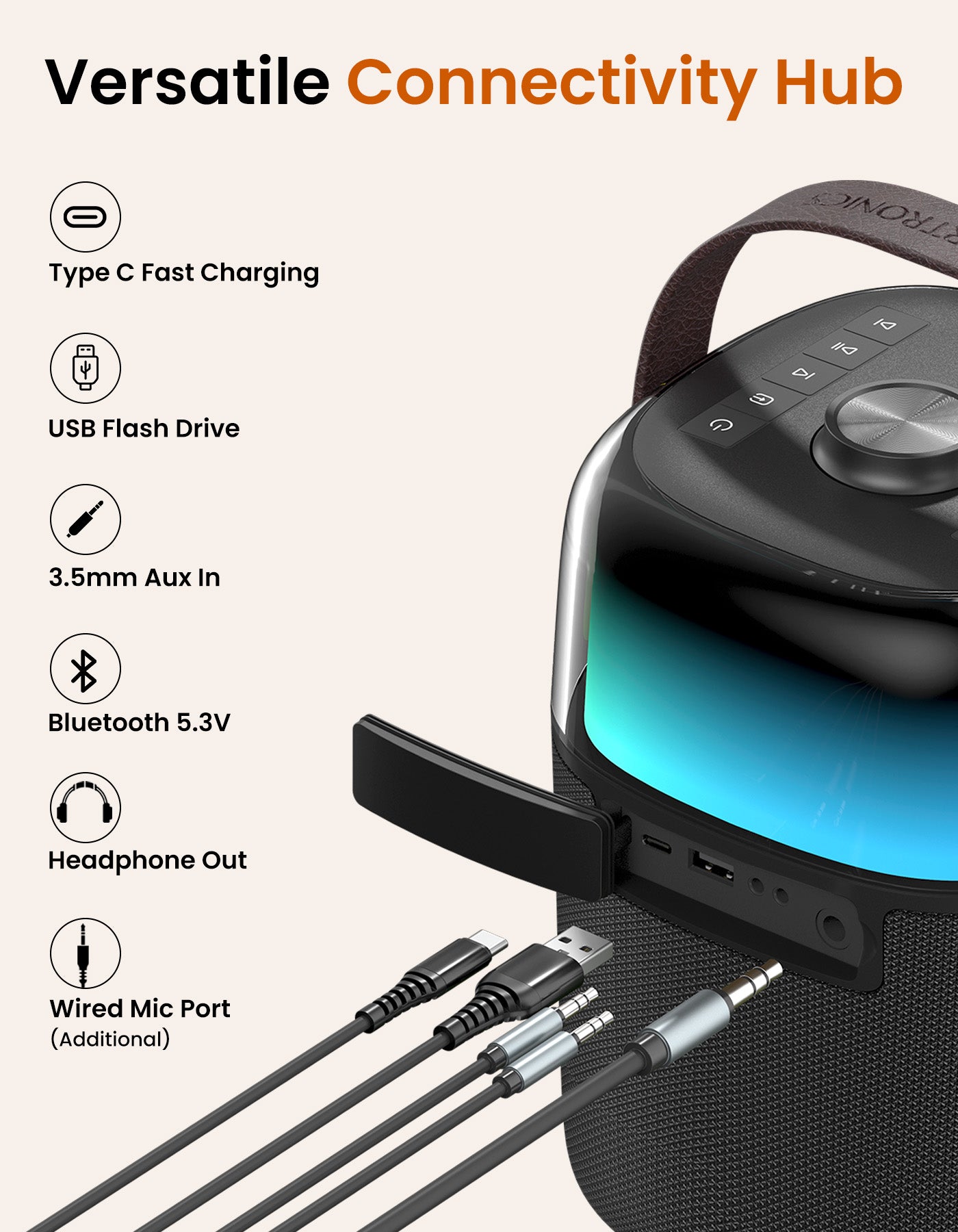 Portronics Dash 4 Portable/Bluetooth Party Speakers, AUX/BT/TWS comes with type c charging