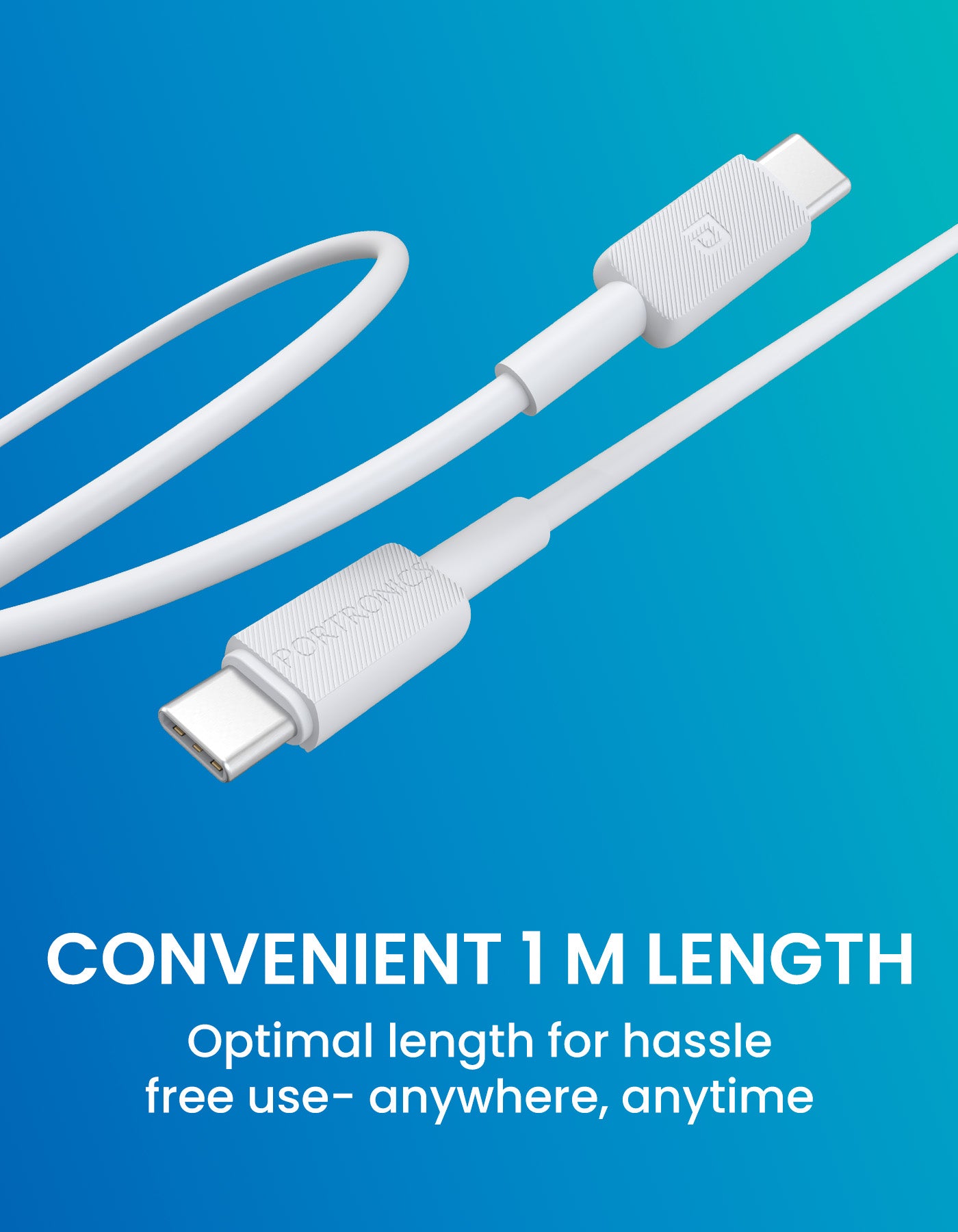Portronics Konnect Link C Square 60W fast Charging cable| 60W Charging Cable| type c to type c cable with 1M length