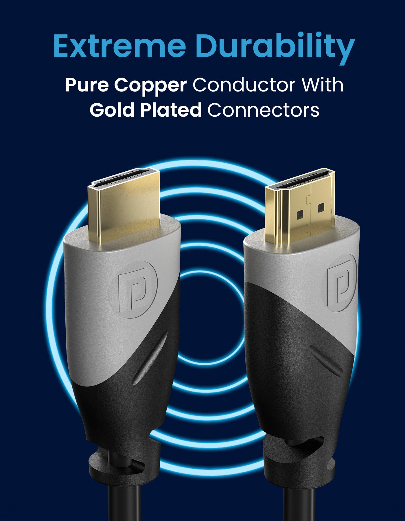 Portronics Konnect Sync- male to male HDMI to HDMI cable with copper conductor with gold plated connectors usb cable