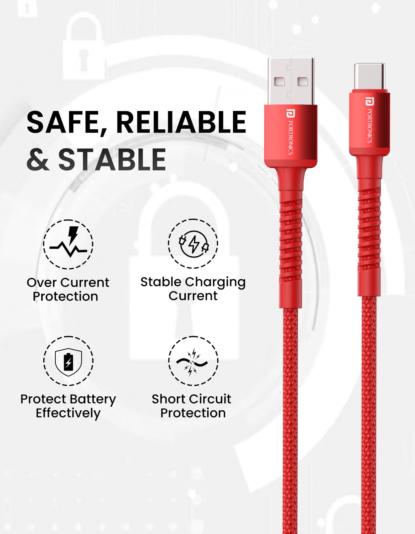 Portronics Konnect B Micro USB Nylon Quick Charging Cable