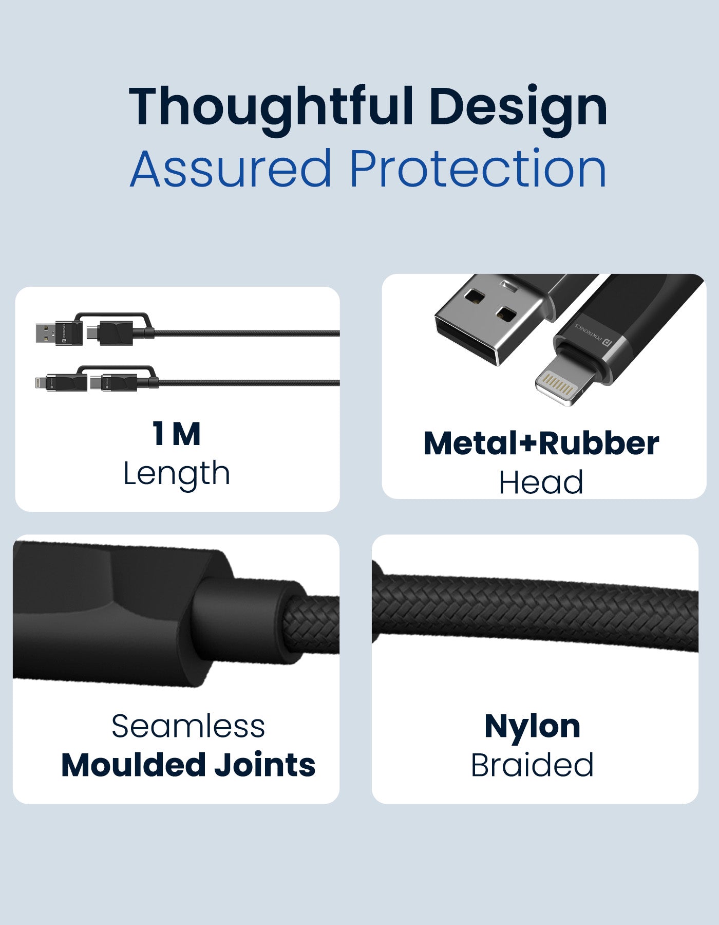 Portronics Konnect Core Plus Micro USB cable for computer and smartphone