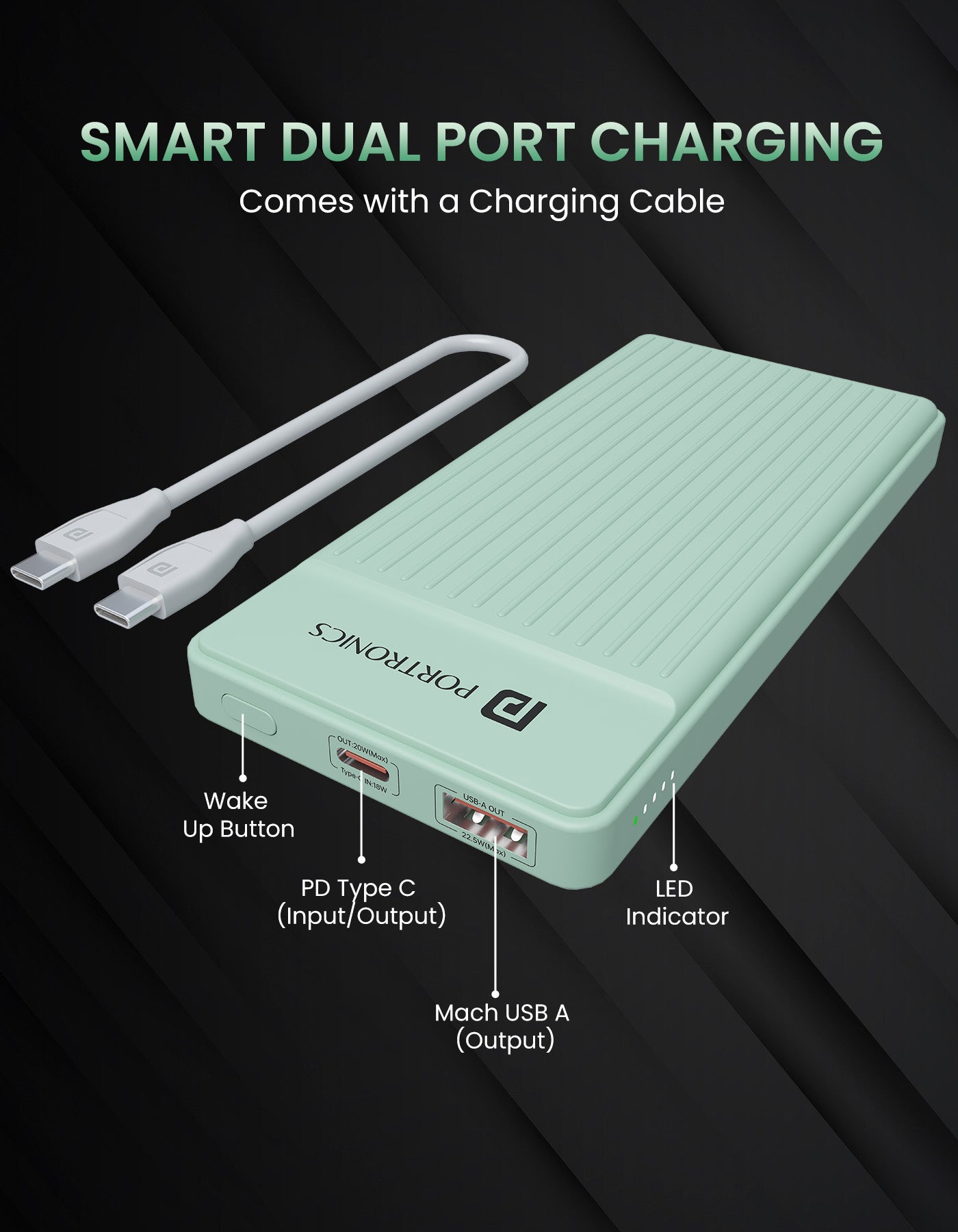 Portronics Luxcell B 10000mah Power bank for fast charging
