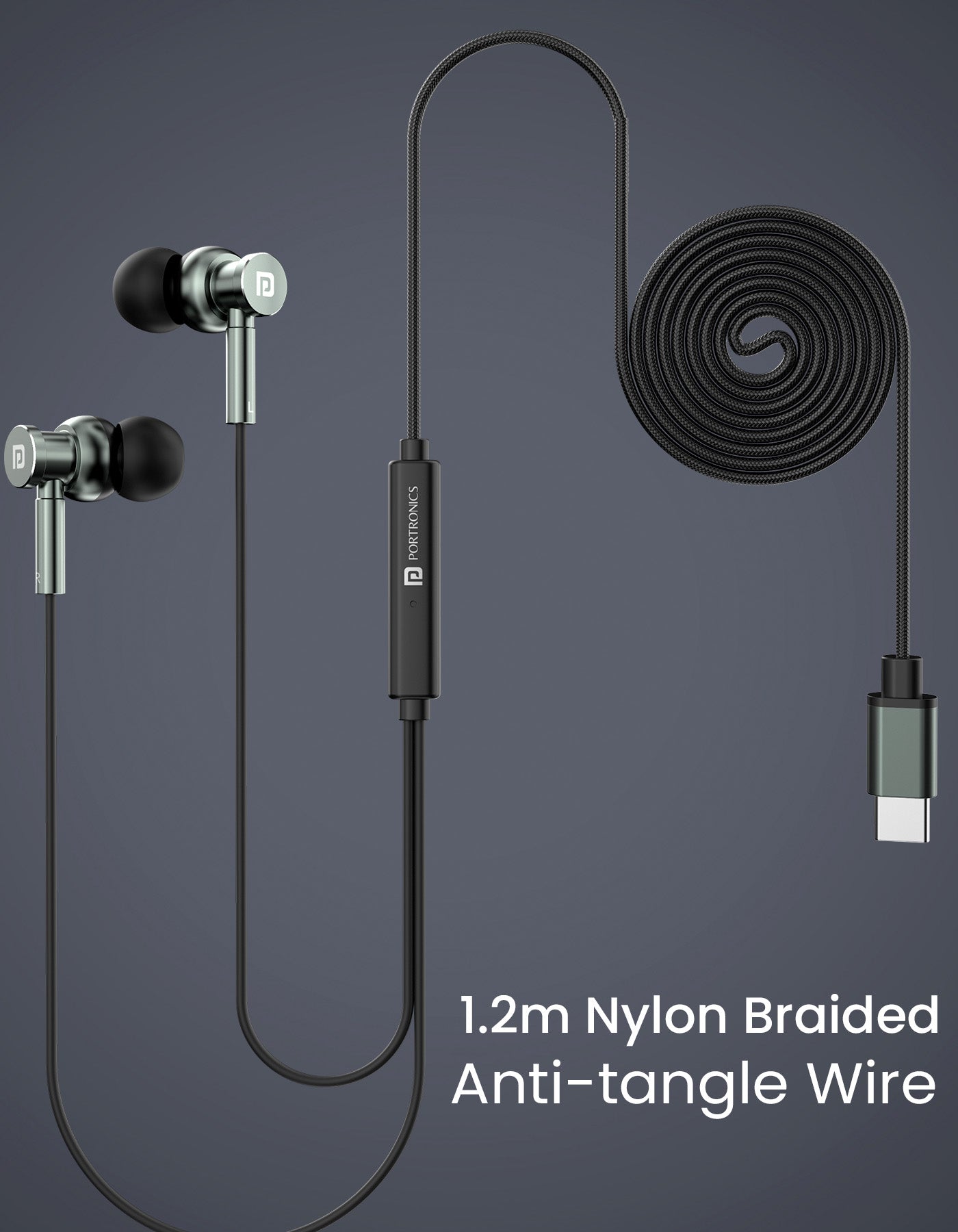 Metal earcups of portonics earphone