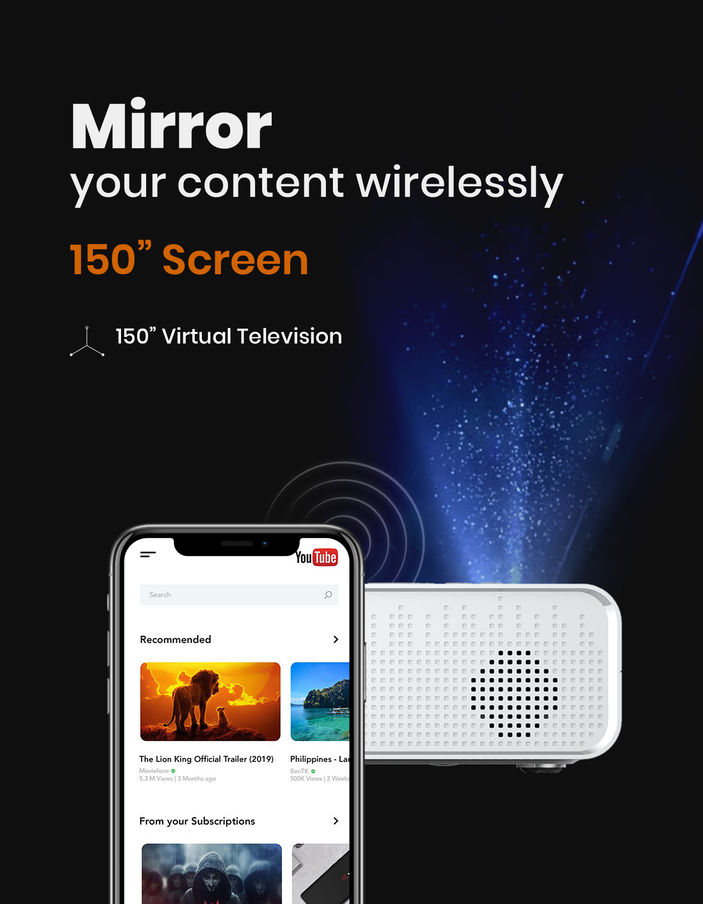 mirror screen of portronics BEEM 200 mini projector