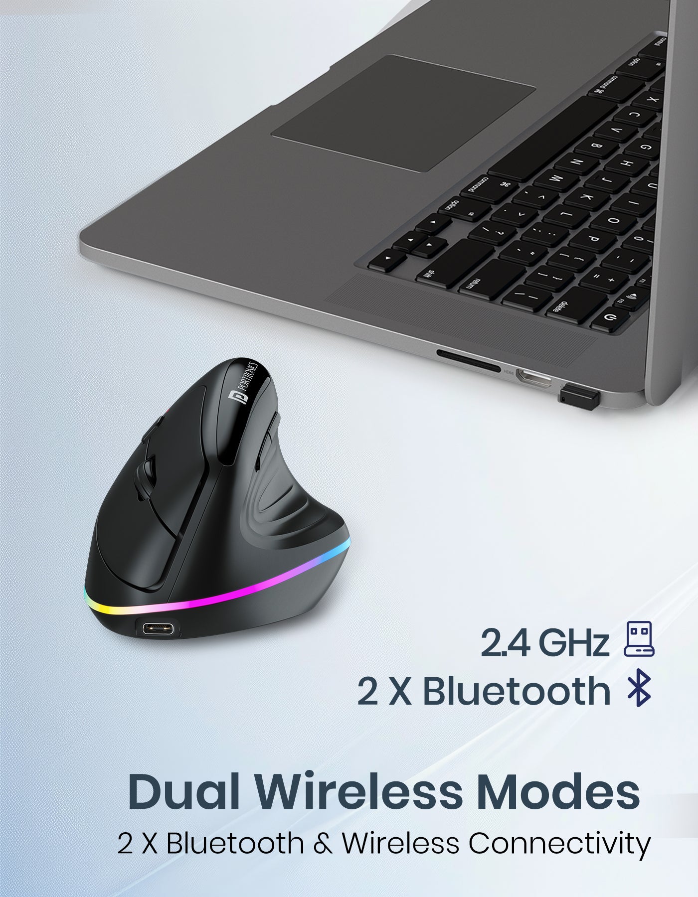 Portronics Toad Ergo Wireless optical mouse with rechargeable battery with adjustable DPI