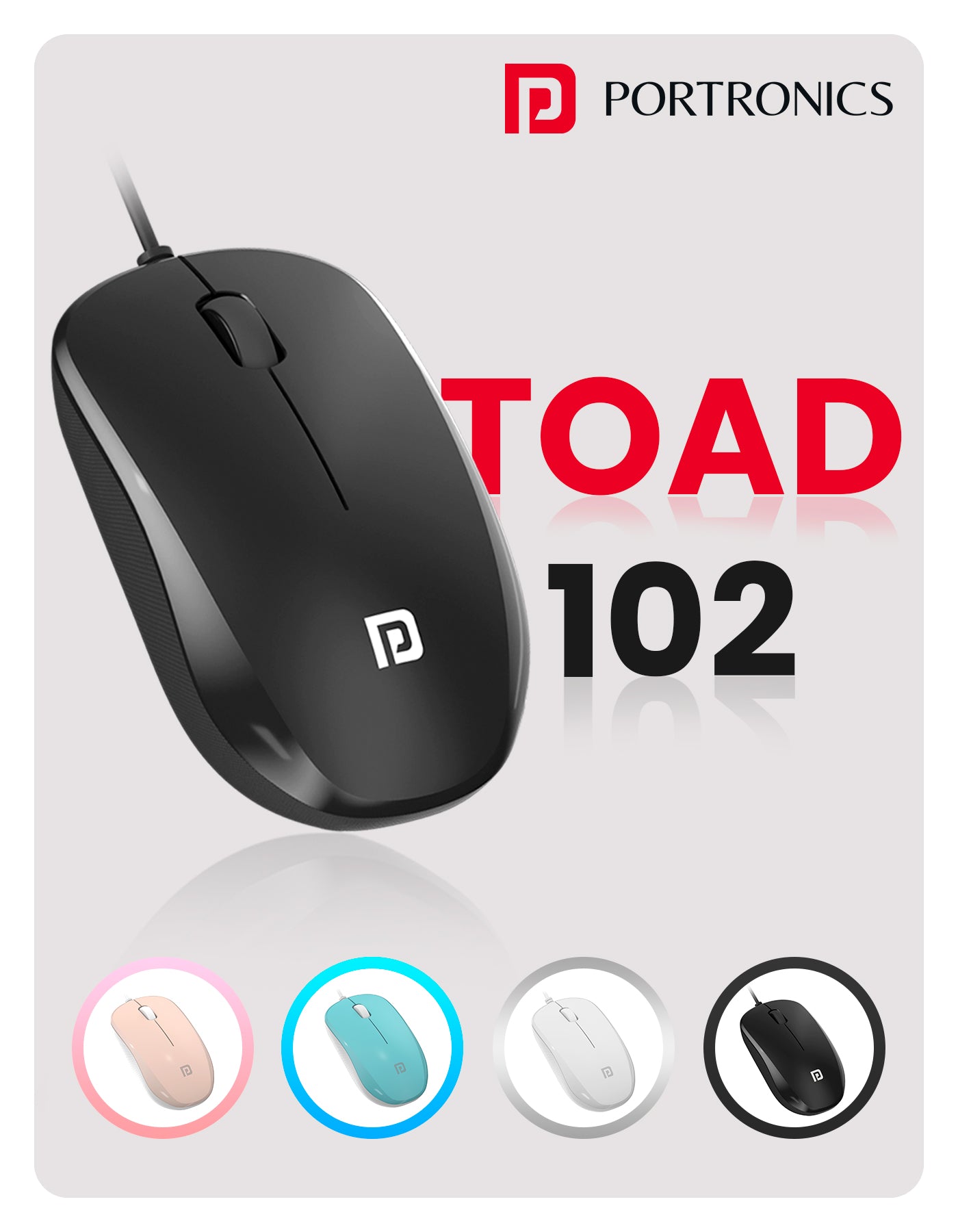 PortronicsToad 102 wired mouse with responsive 1600 DPI highly sensitive