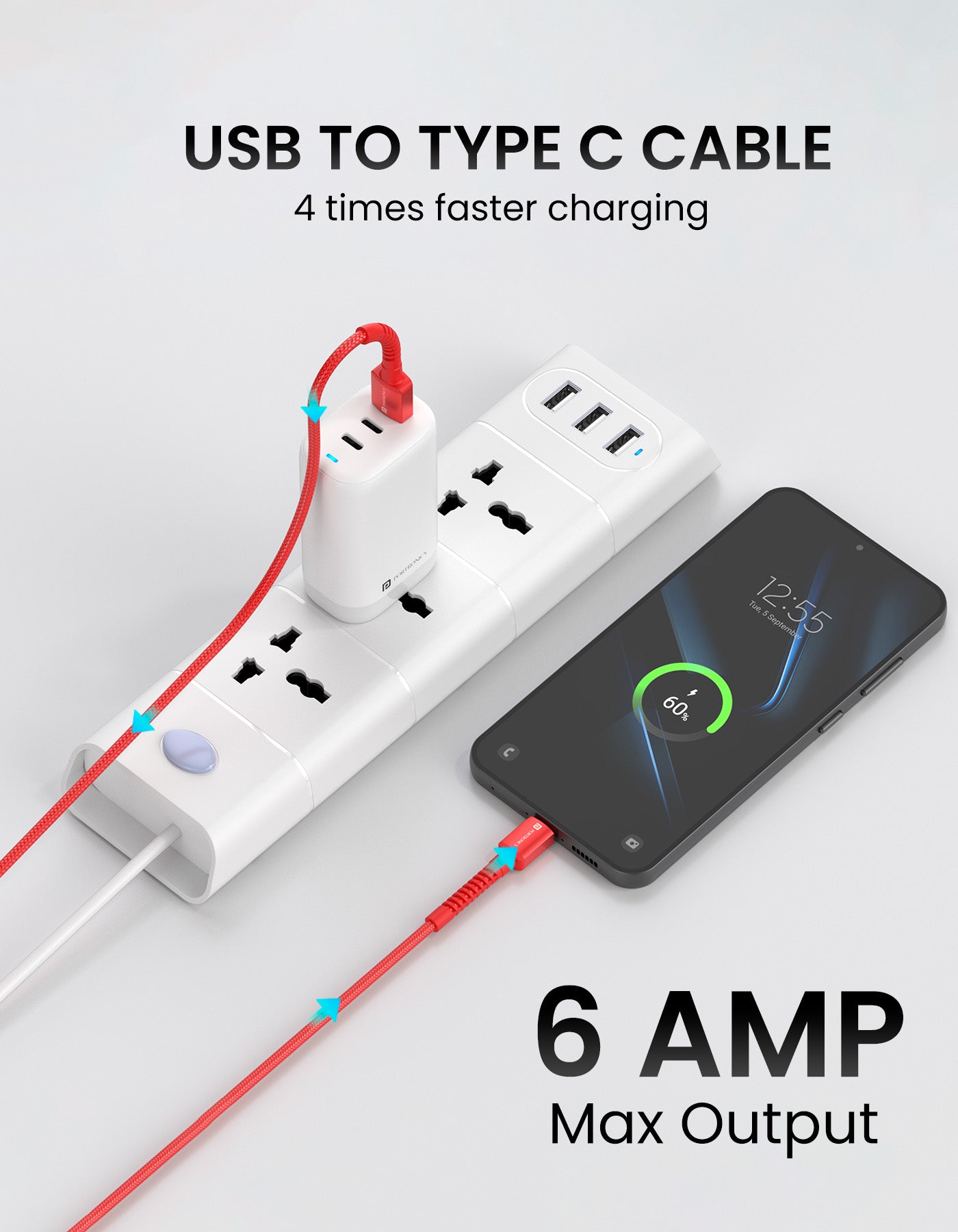 Portronics Konnect B Micro USB Nylon Quick Charging Cable 1meter long