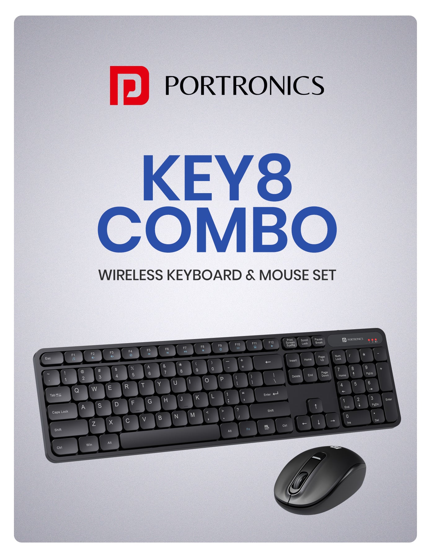 Portronics Key8 Multimedia Wireless Mouse and keyboard Combo silent keys| mouse & keyboard combo for laptop