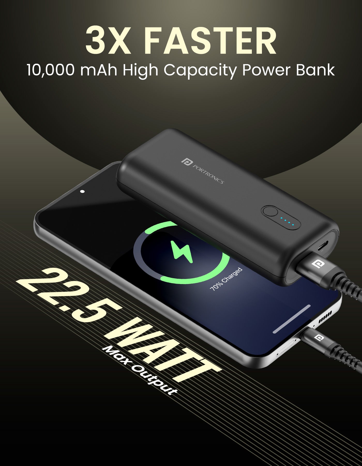 PortronicsPowerPod 10K 10000mah slimmest Power bank with 12w fast pd charging