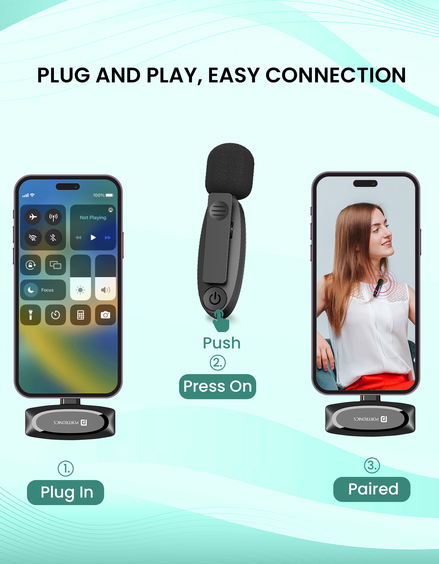 Portronics dash 7  wireless microphone audio accessories comes with noise cancellation