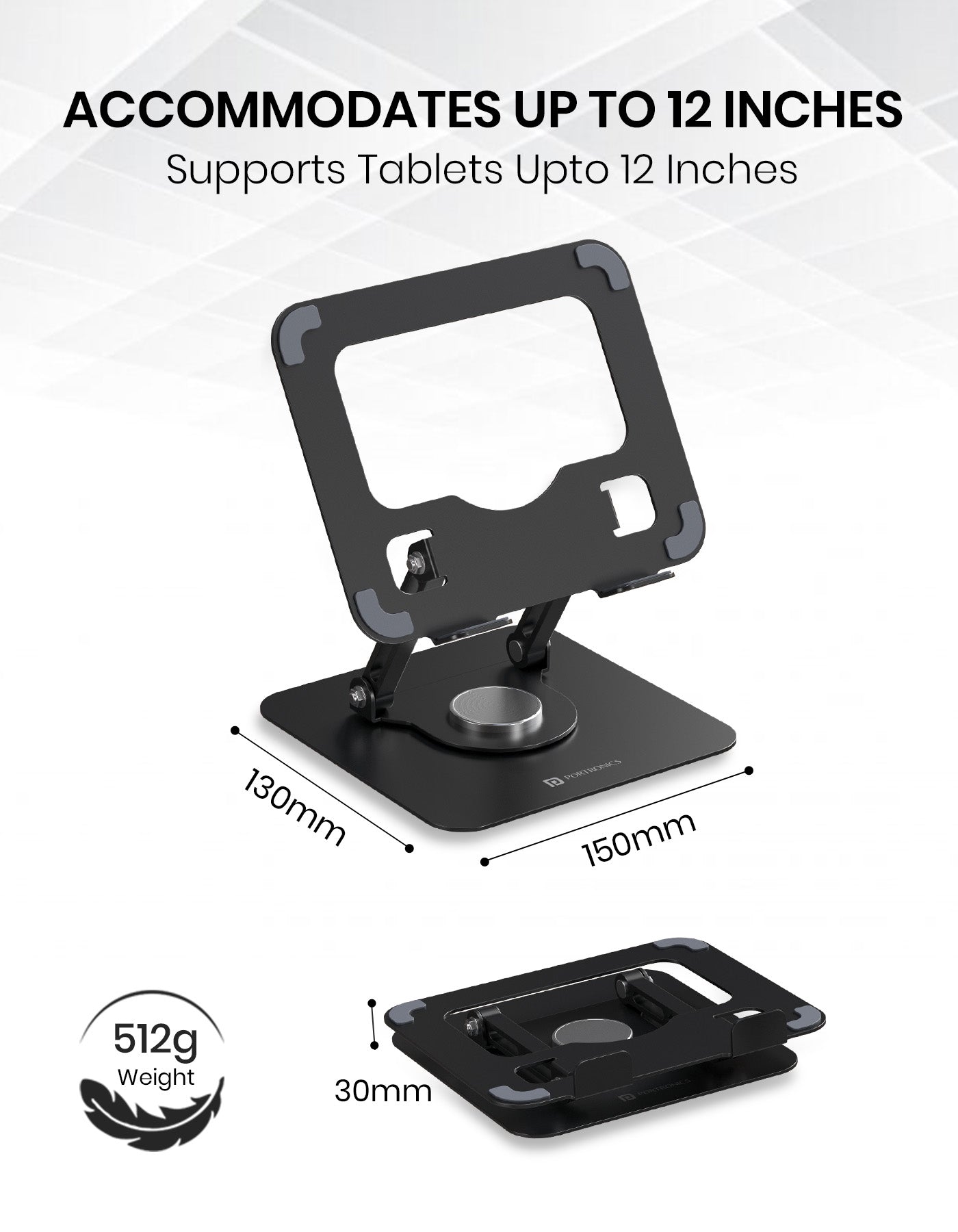 gray portronics My Buddy A1 laptop stand light weight 1.5 kg