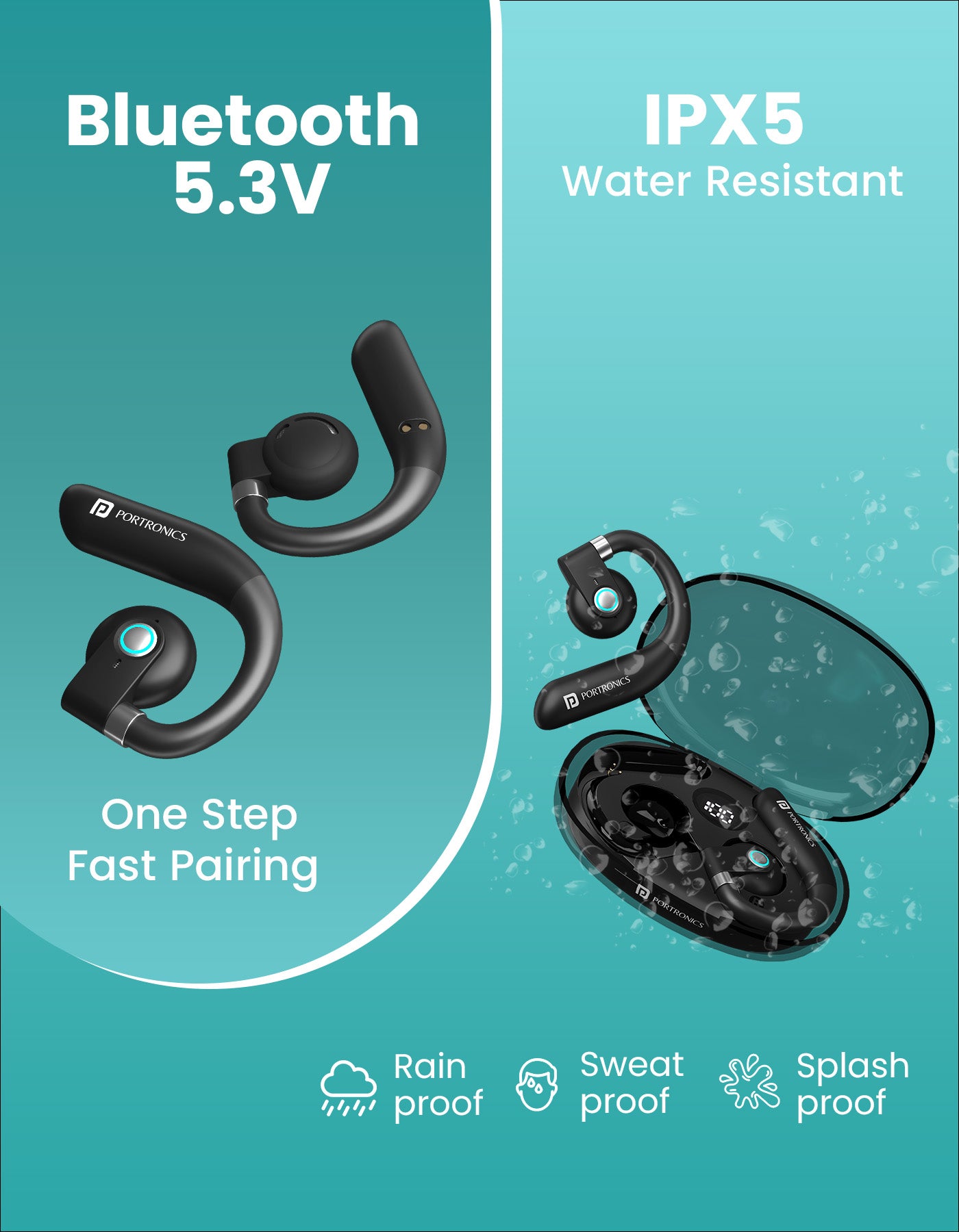 Portronics Harmonics Twins S14 Best earbuds with mini case Connect quickly to Bluetooth earbuds