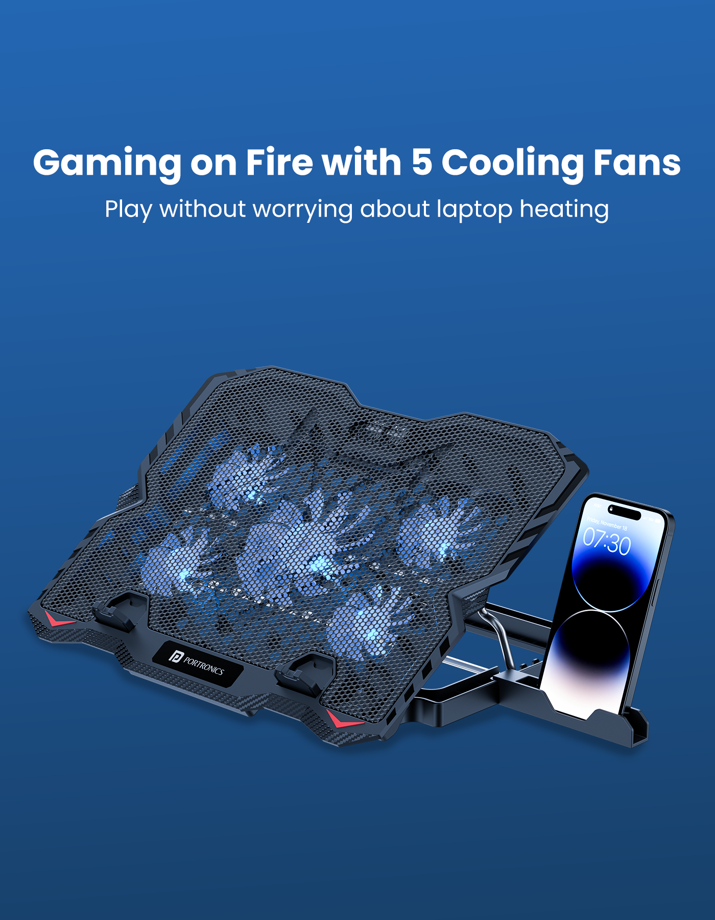 Portronics My Buddy Air 3 Laptop Cooling Pad | laptop stand with fan| gaming laptop stand with fan| gaming laptop stand