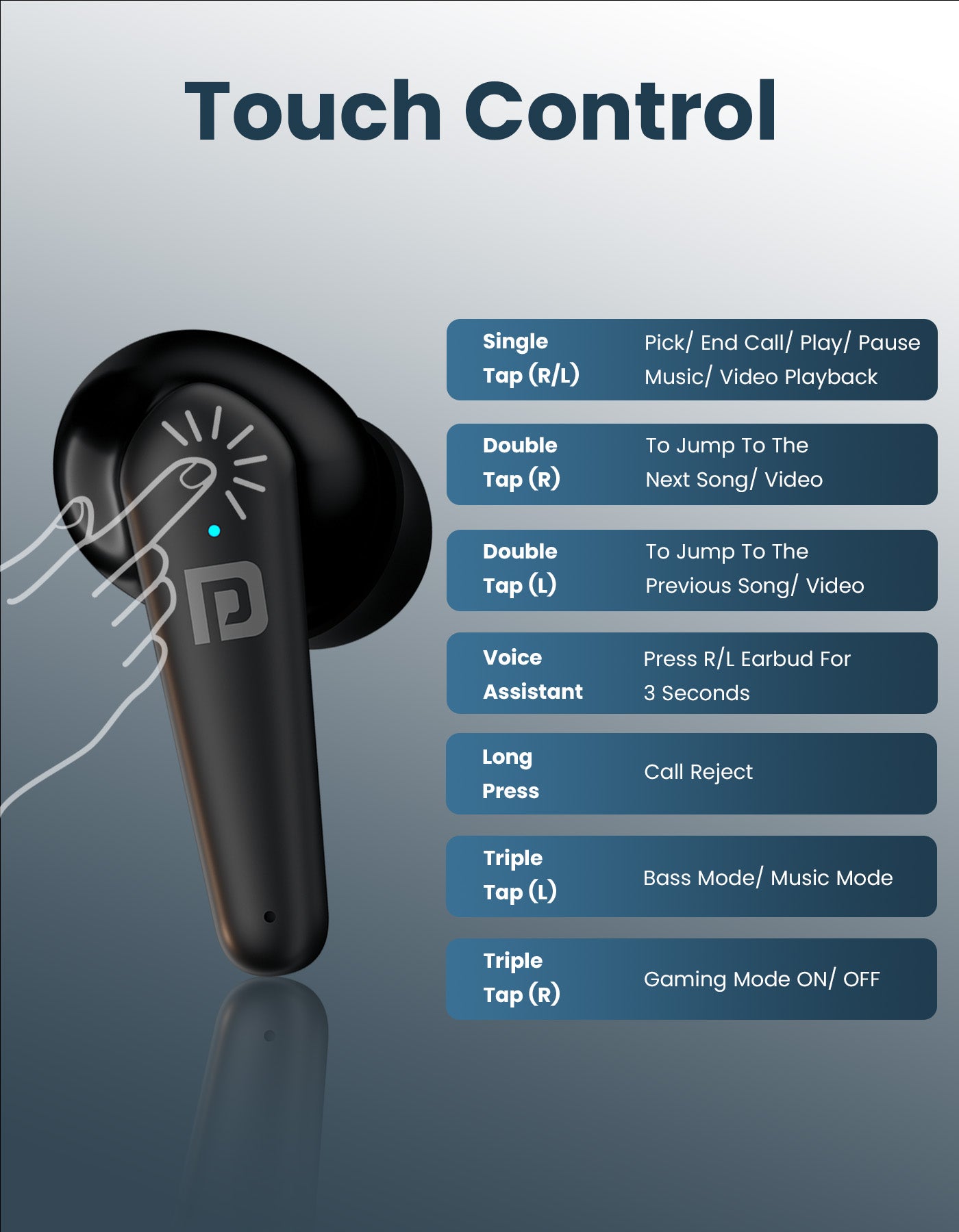 Portronics Harmonics Twins s10 Best earbuds with mini case| Bluetooth earbuds with soft touch buttons | |wireless earbuds| best earbuds under 2000