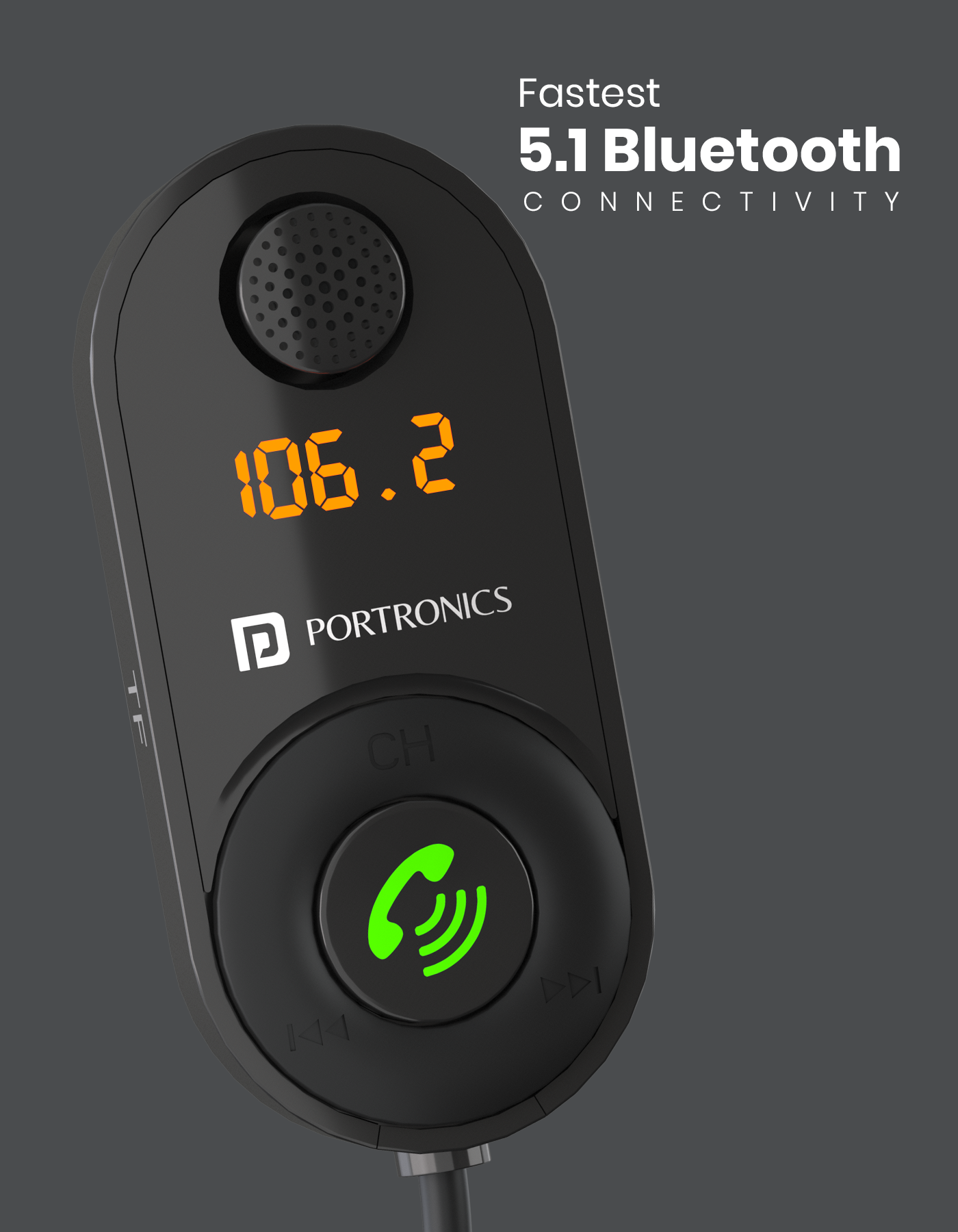 Portronics AUTO 12 in-Car Bluetooth Receiver for Handsfree Calling