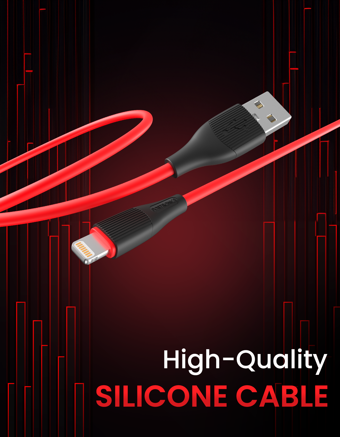 Portronics Silklink 3A USB to 8 Pin Fast charging Cable for Iphone| high quality silicone cable