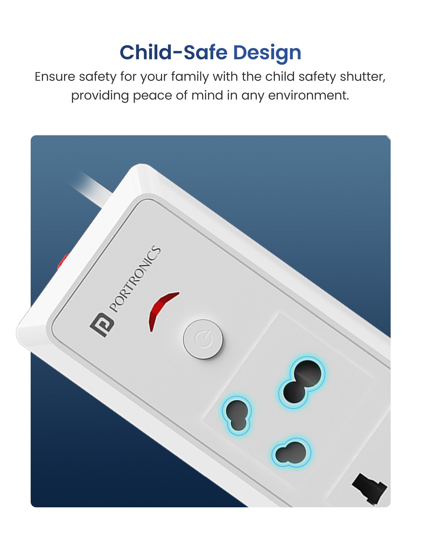 Portronics Power Plate 17 Power Extension Board| Power extension board| extension board with power socket and child safety