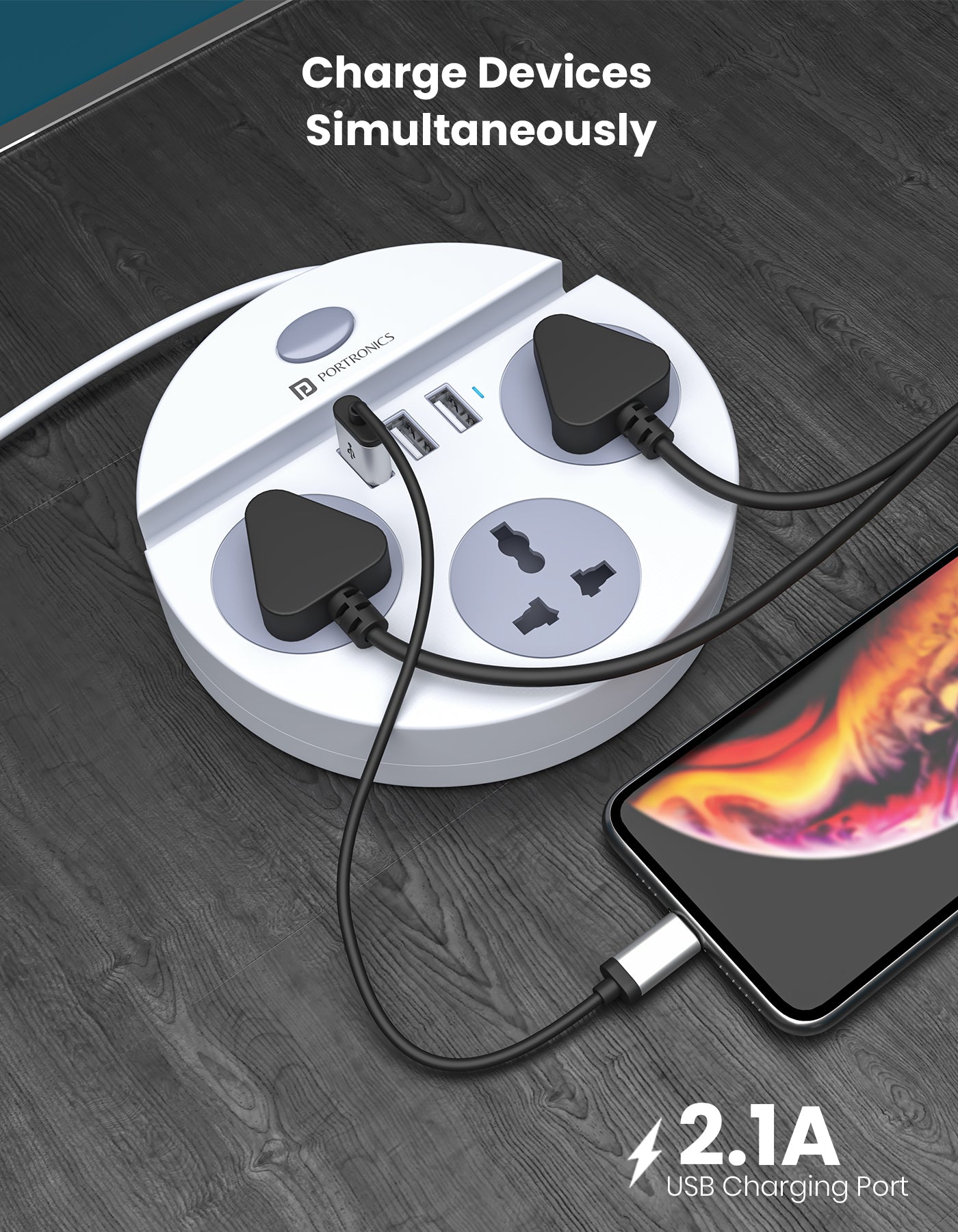 Power Plate 5 electricity extension Board with 3 USB Ports & 3 Power Sockets 2.1A fast charging