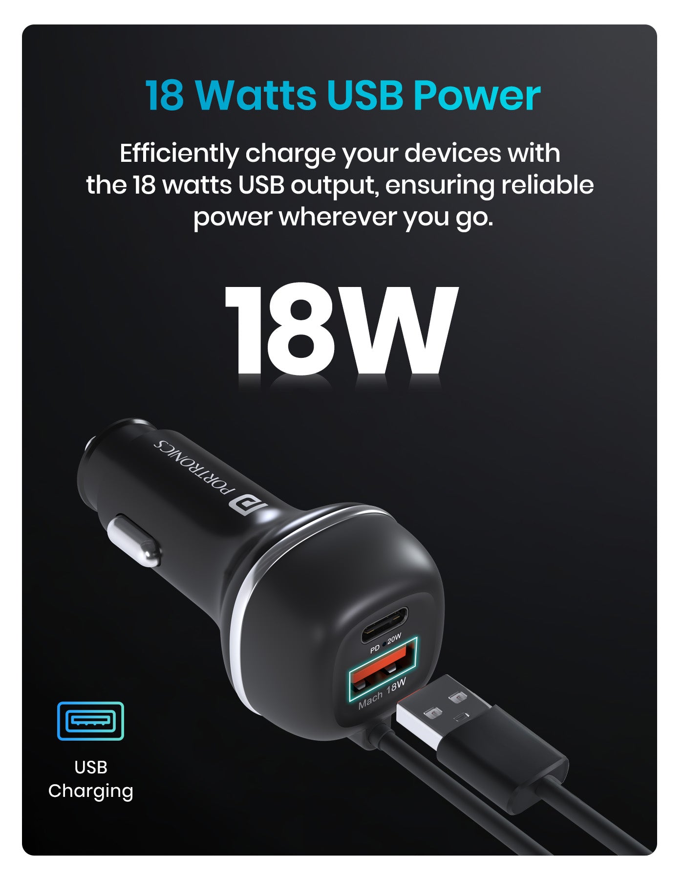 Portronics Car Power 1C best car charger best car accessories| 71w pd car charging hub with 18W fast charging