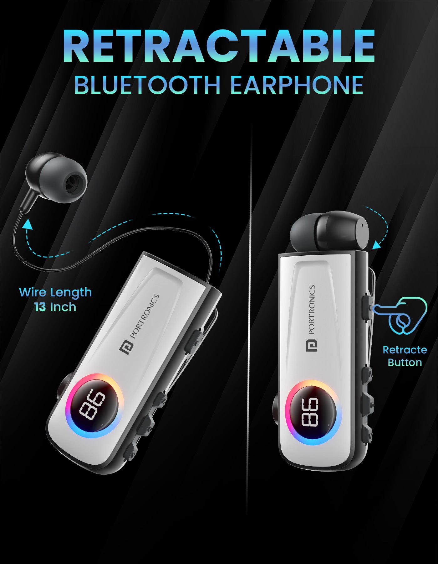 Portronics Harmonics Klip 5 bluetooth handsfree wireless with 9mm wired speaker