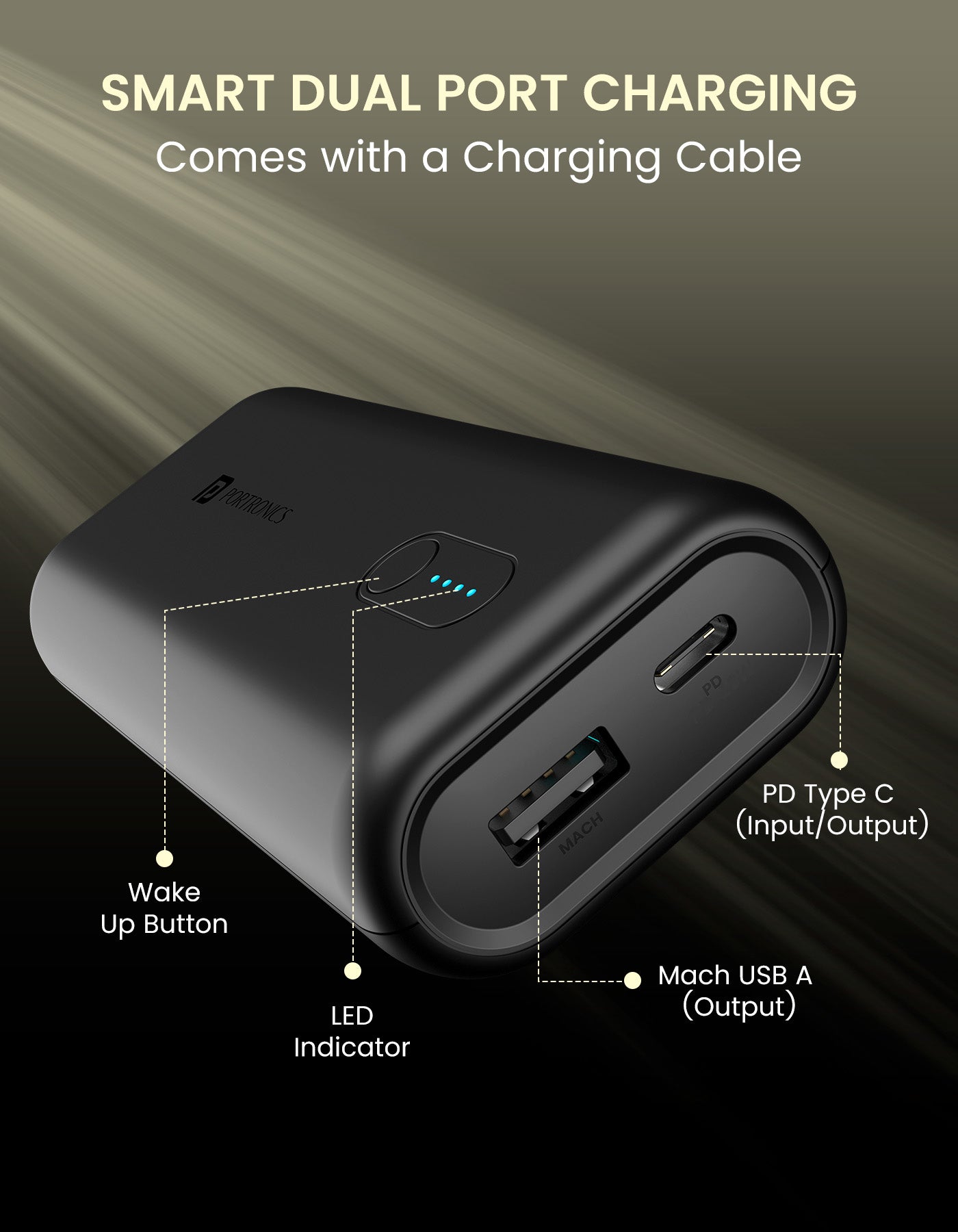 PortronicsPowerPod 10K 10000mah Power bank for fast charging