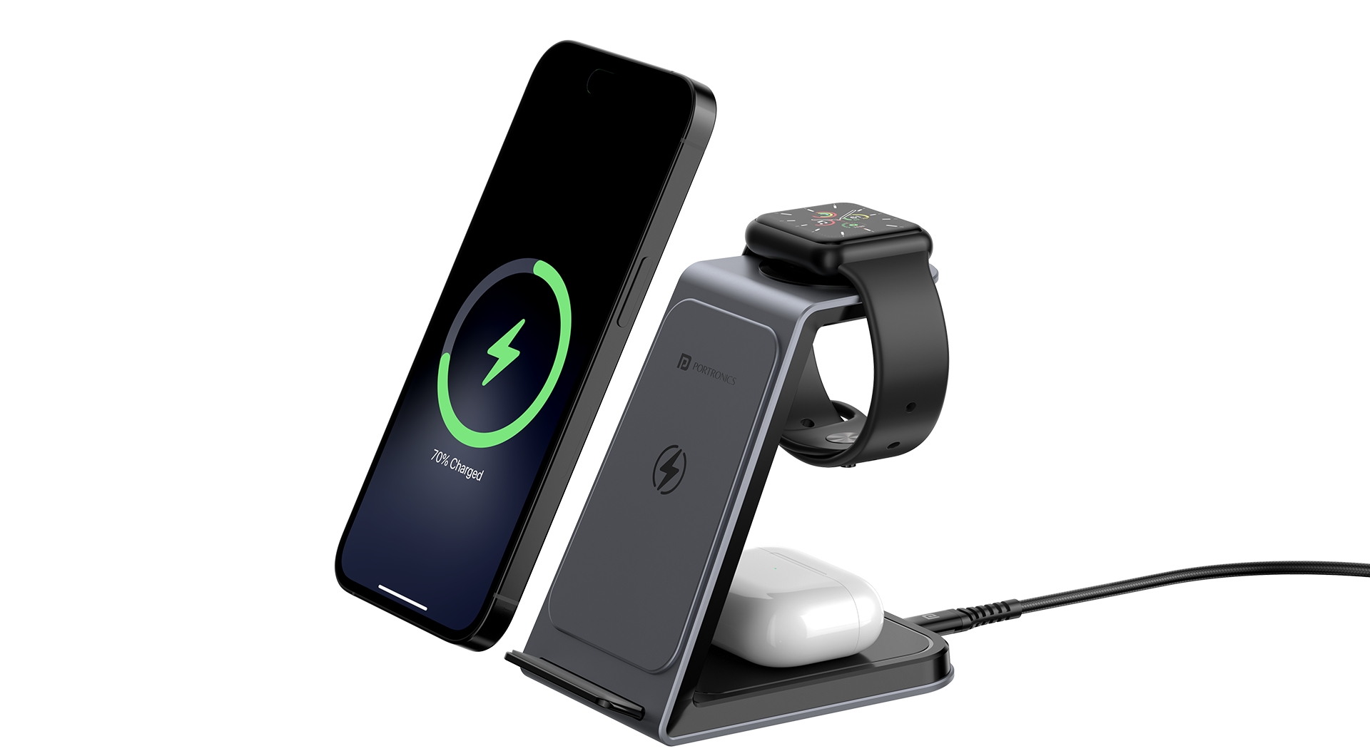 Portronics Freedom trio Wireless Charger for iphone series 