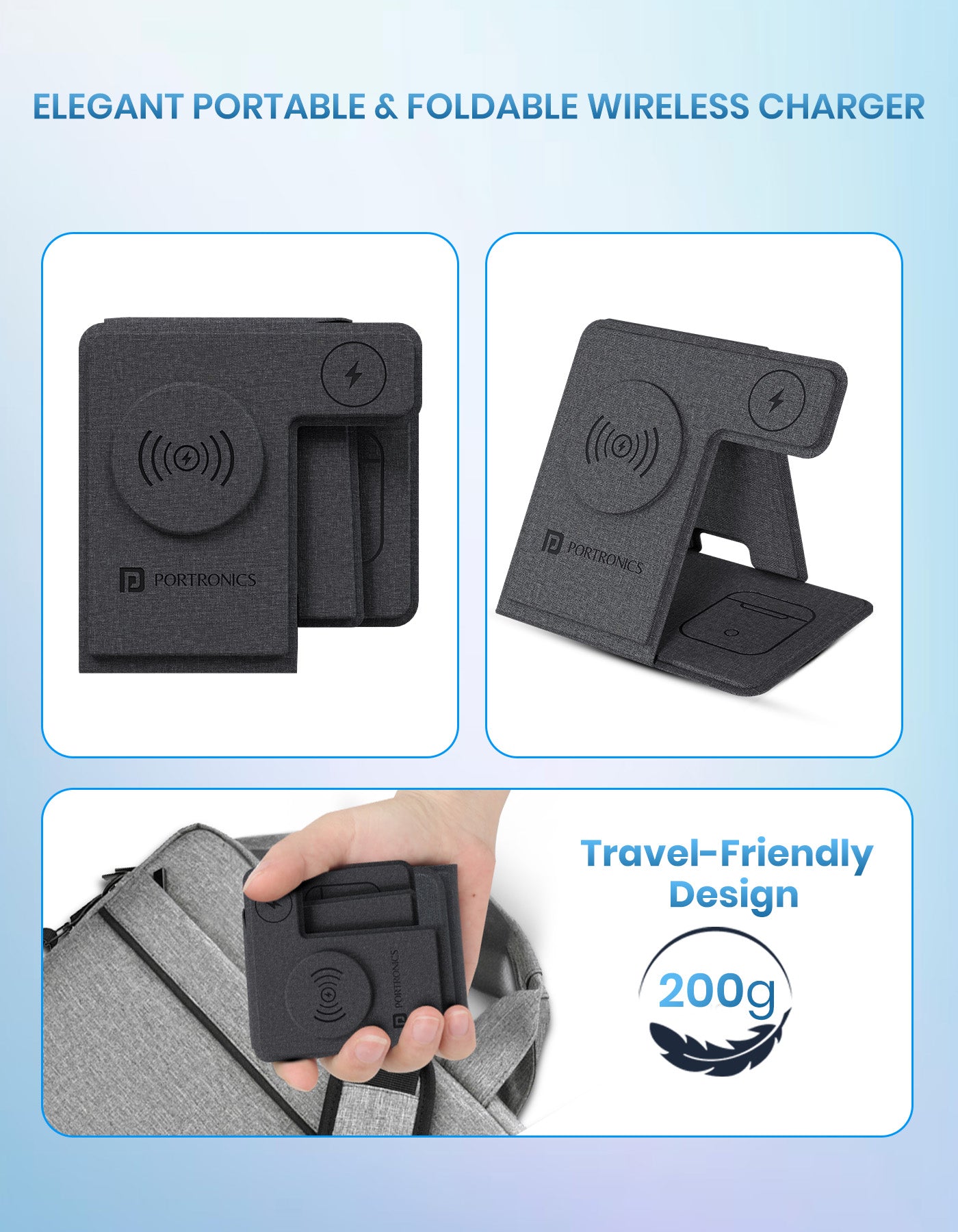 Buy travel friendly Portronics Freedom Fold Foldable wireless charging pad