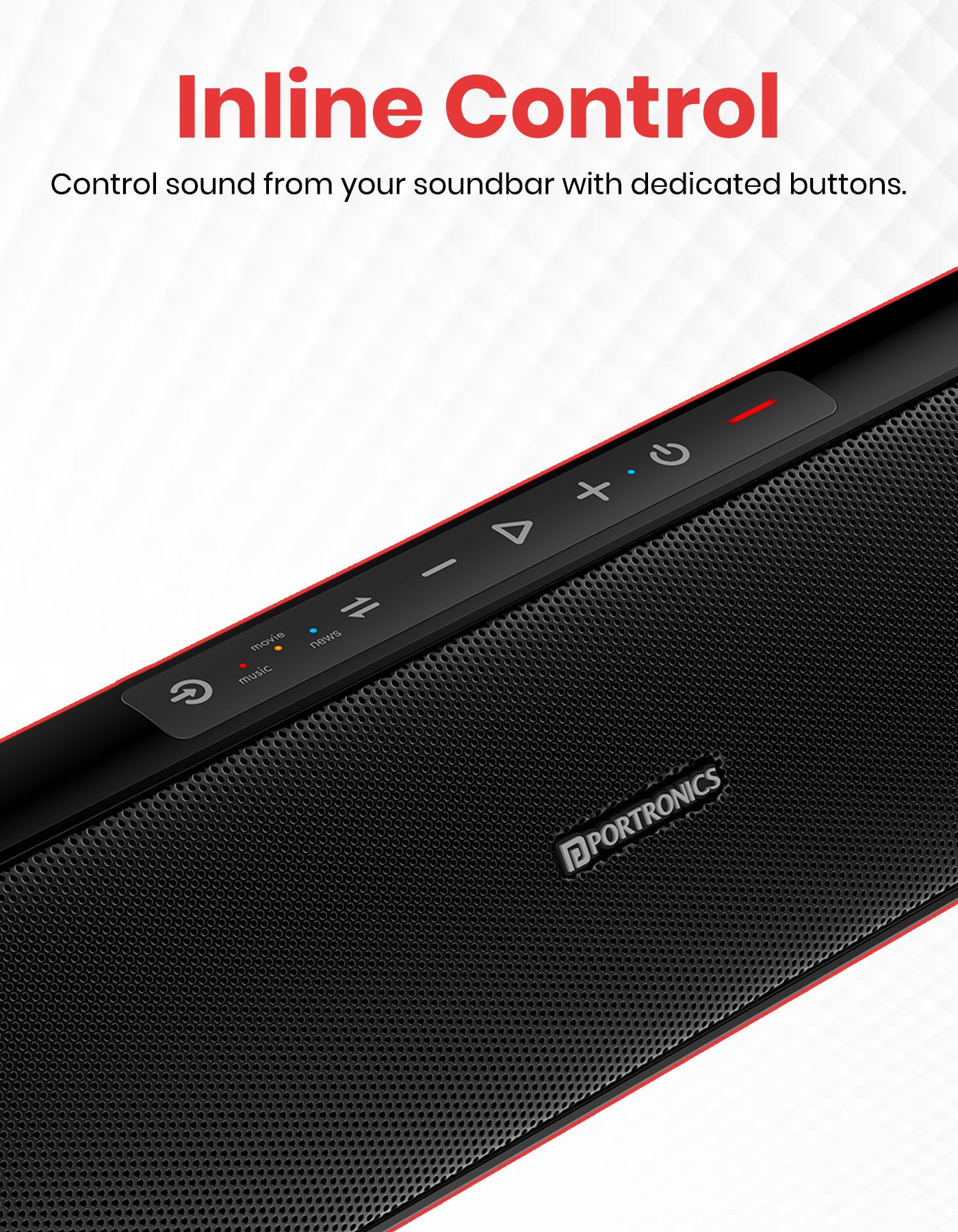 Portronics Pure Sound Pro wireless 80w soundbar with subwoofer  with in line control dedicated buttons for volume and music control