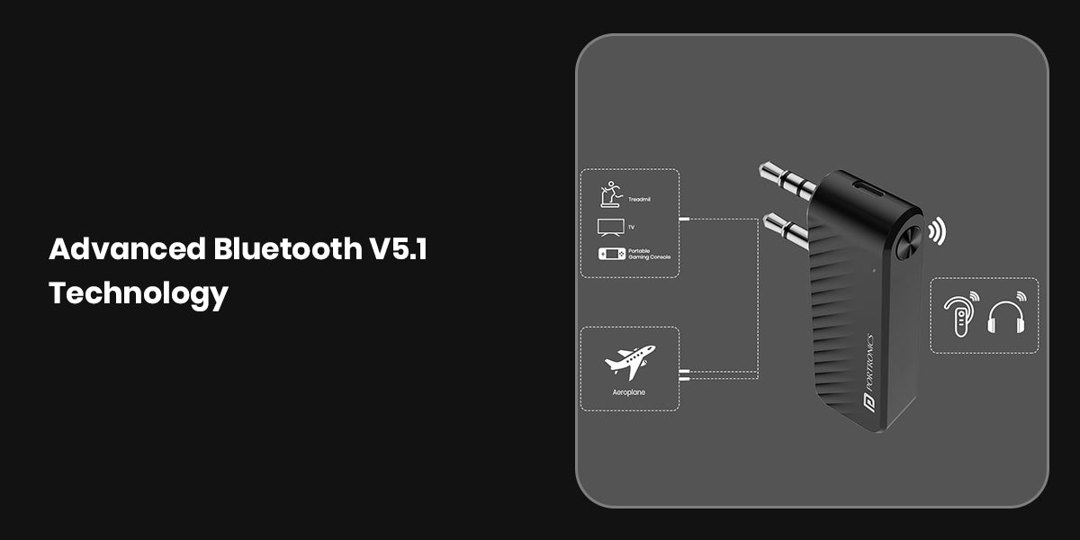 Portronics Auto16 Bluetooth Transmitter All in one Audio Connector with advance bluetooth technologyy