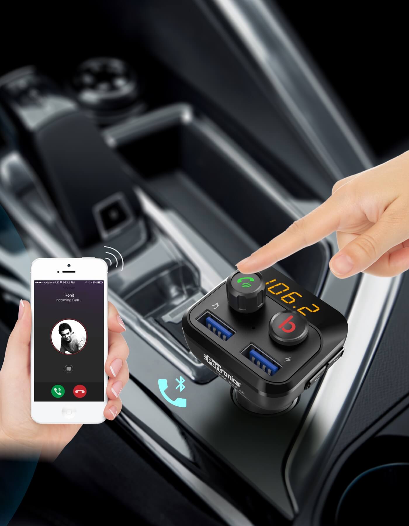 Portronics Auto10: Smart Audio Connector & 3.4A Car USB Charger use wile driving 