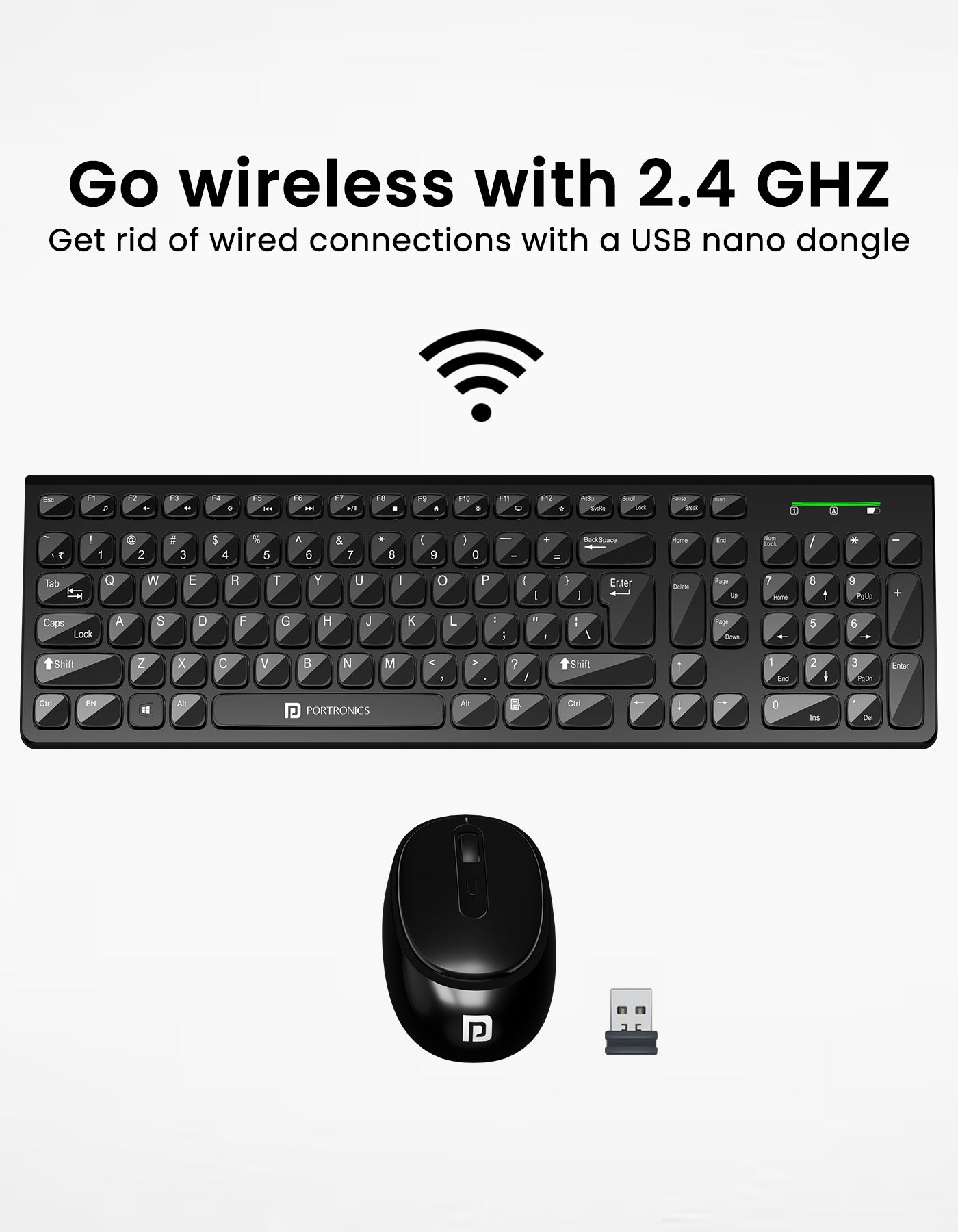Portronics Key7 Multimedia Wireless Mouse and keyboard Combo silent keys| mouse & keyboard combo for laptop
