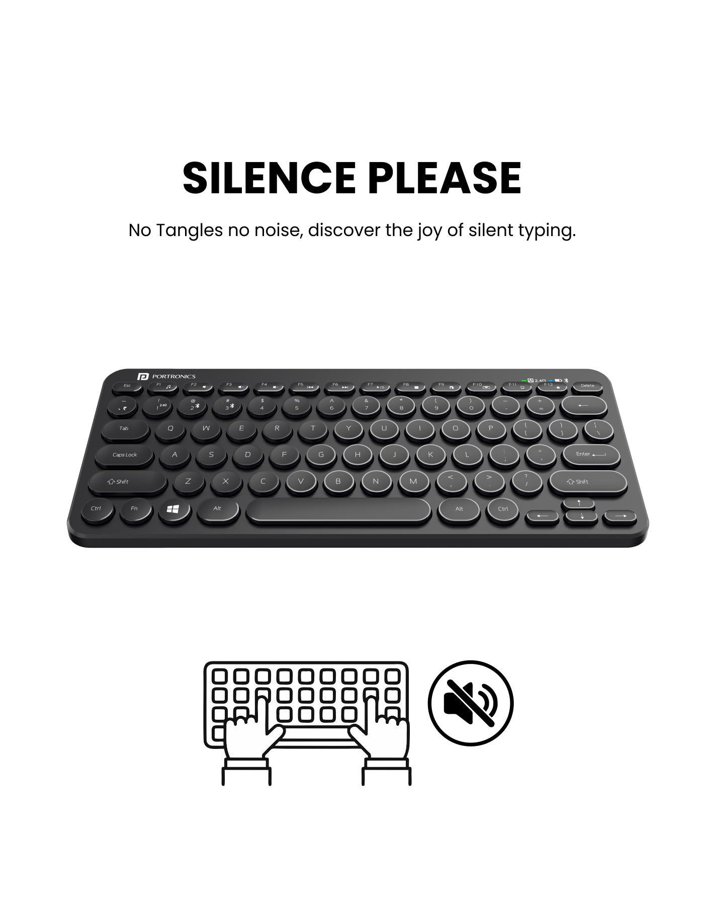 Portronics Bubble Wireless keyboard no tangle no noise