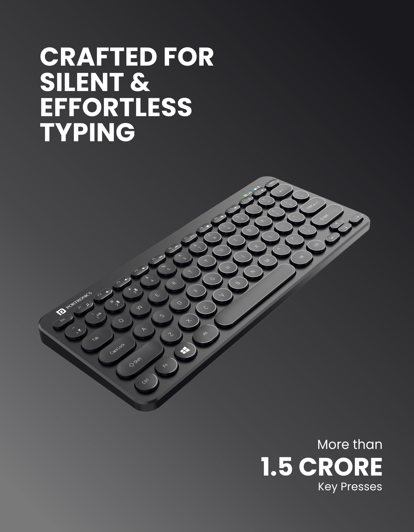 Portronics Bubble Wireless laptop keyboard for silent and effortless typing