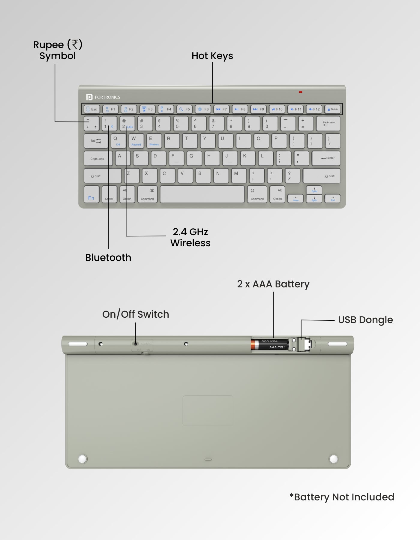 Portronics Bubble Wireless keyboard fast pairing