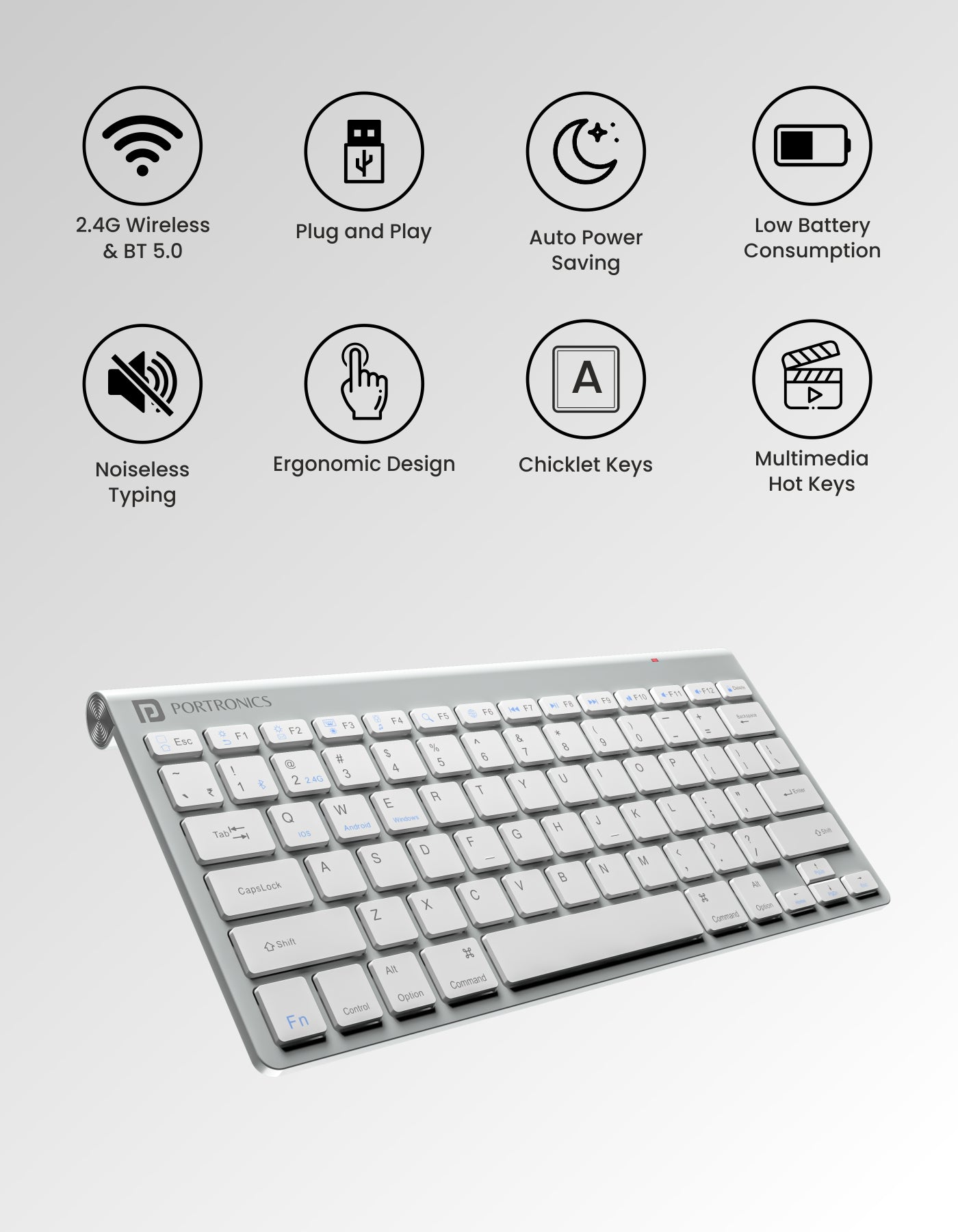 Portronics Bubble Wireless keyboard light weight 276 grams