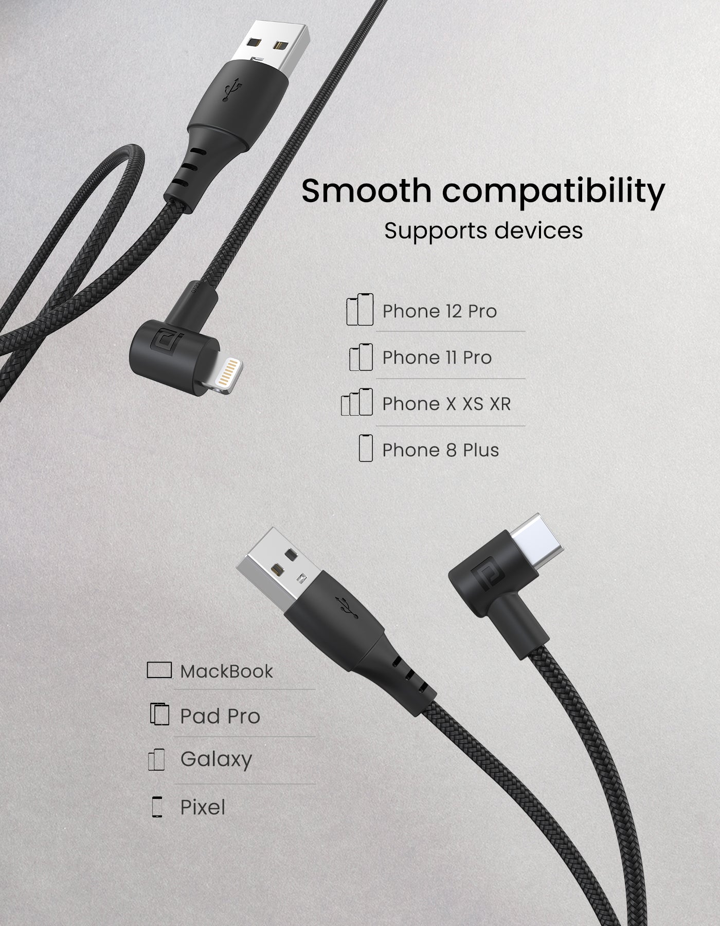 Portronics Konnect HD USB to 8pin Charging Cable 1.2-metre cable