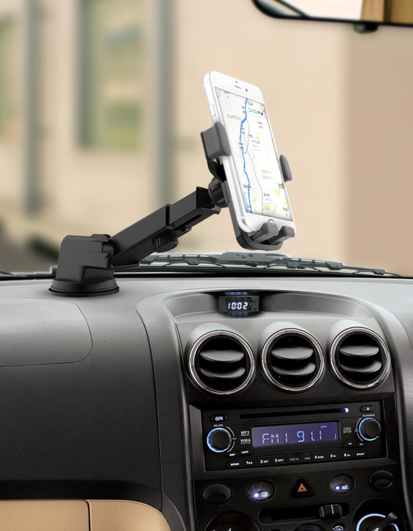 Portronics Charge Clamp phone Holder with 15w wireless charger | best car accessories online| Portable car mobile holder online| car mobile holder under 1500