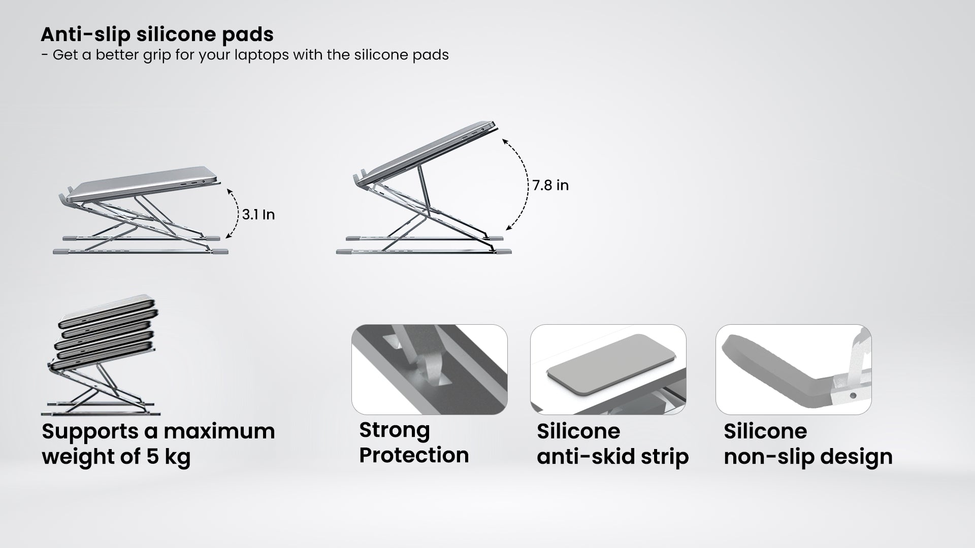 Portronics My Buddy K: Portable Laptop Stand With Anti-Slip