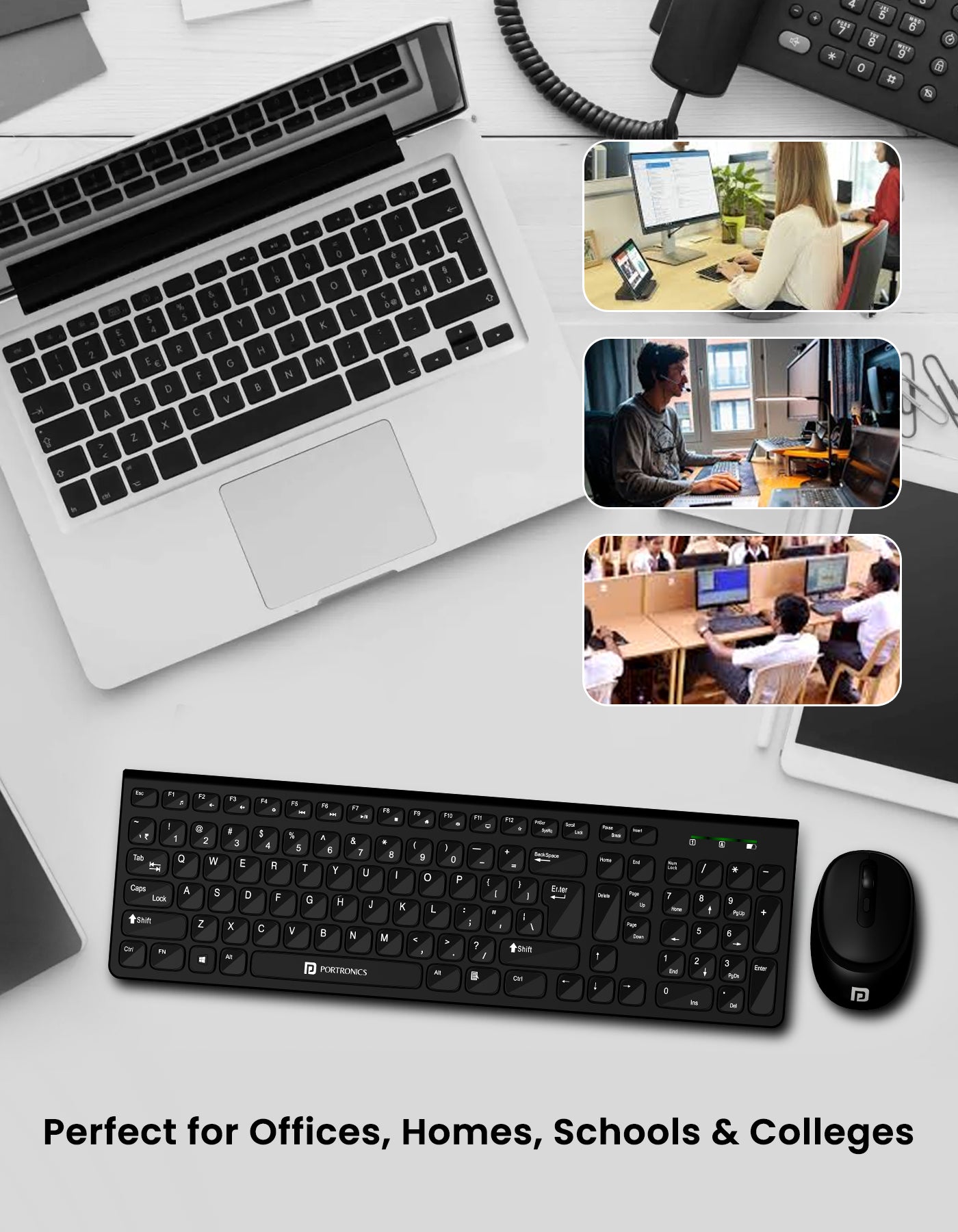 Portronics Key7  Multimedia Wireless Keyboard and  Mouse Combo| laptop wireless keyboard