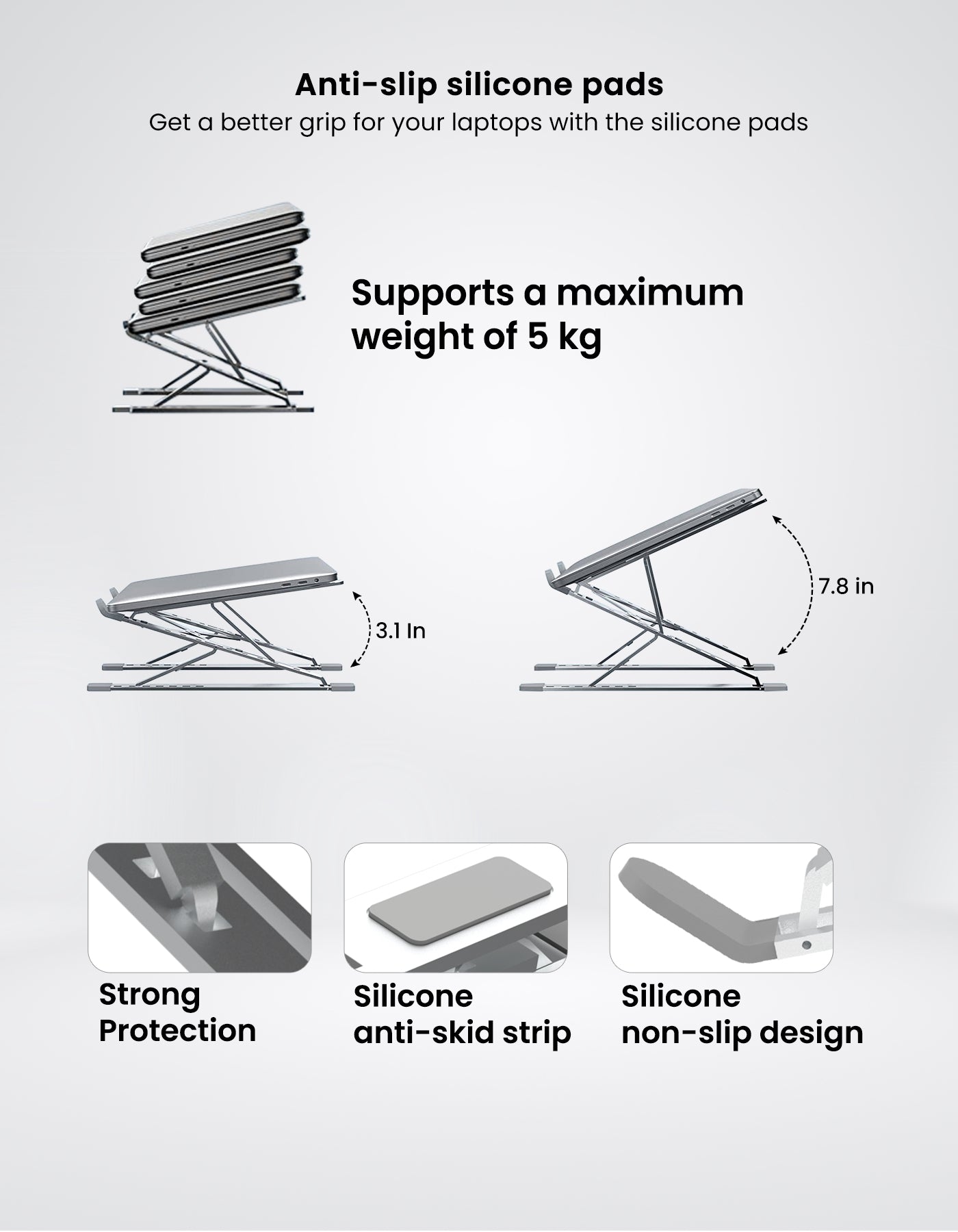 Portronics My Buddy K Pro Portable Adjustable Laptop Stand for Table