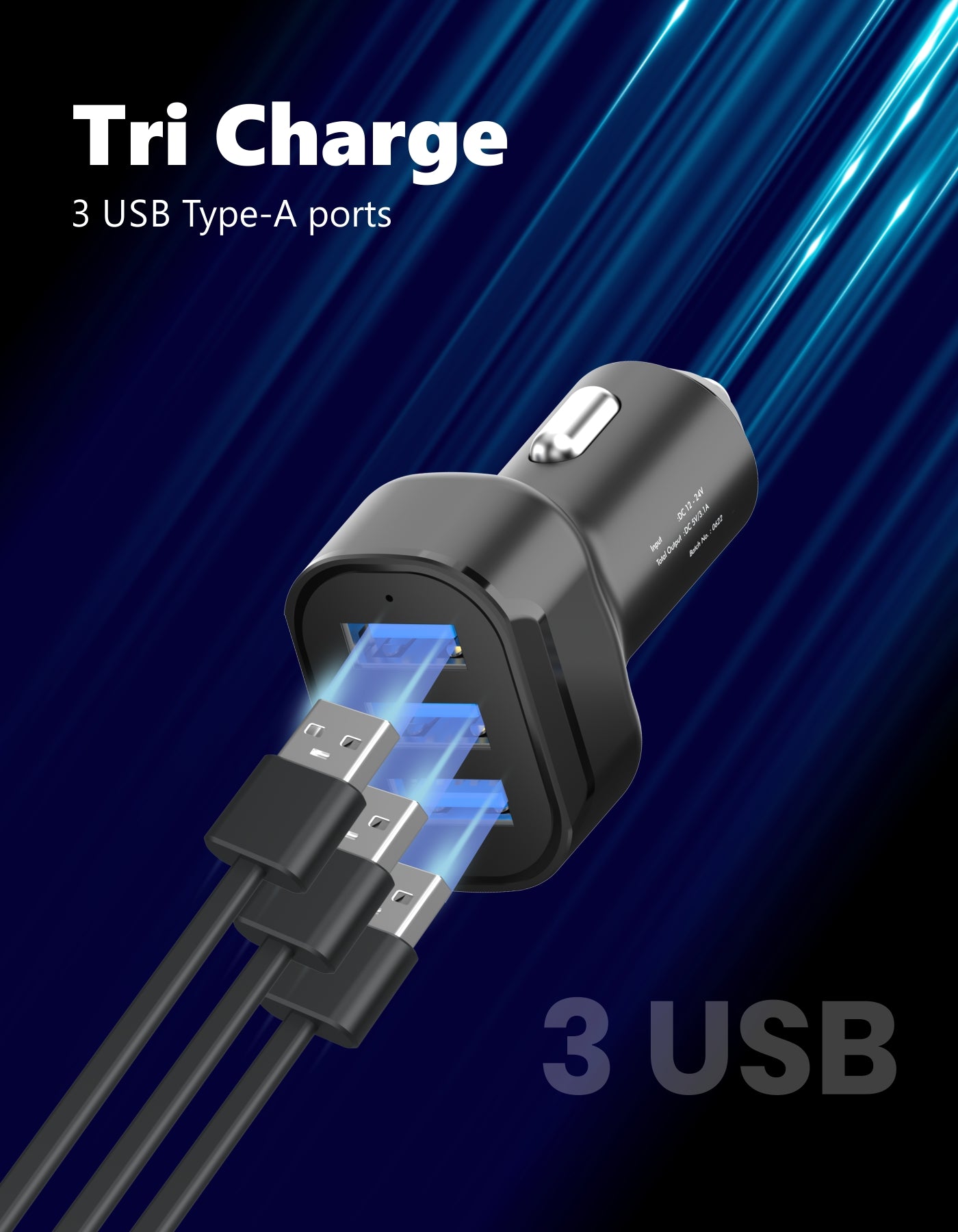 Portronics Car Power 11 car USB charger with 3 USB ports