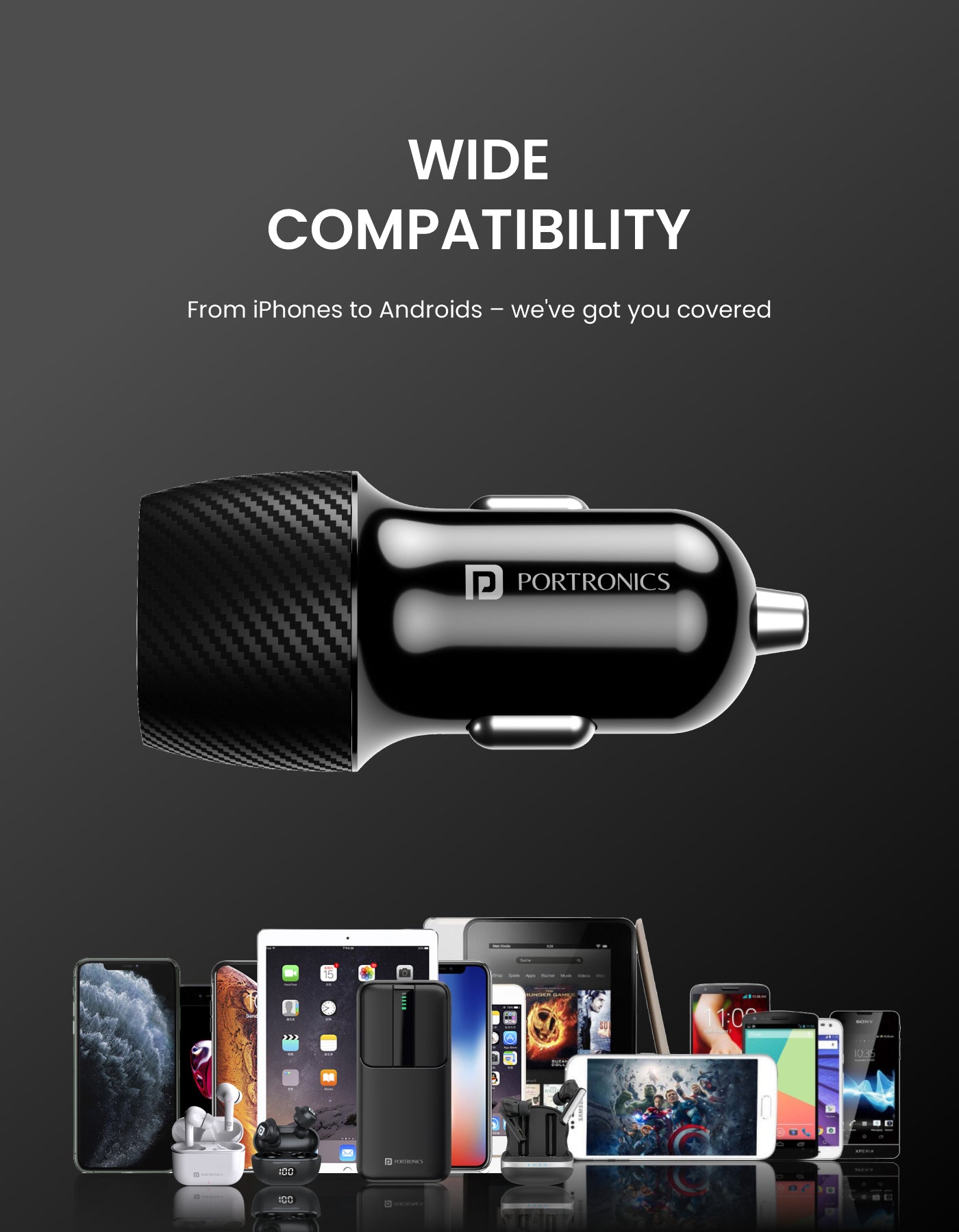 Portronics Car Power 18 car charger with 3 USB ports Lightweight at 50 grams becomes super easy to carry