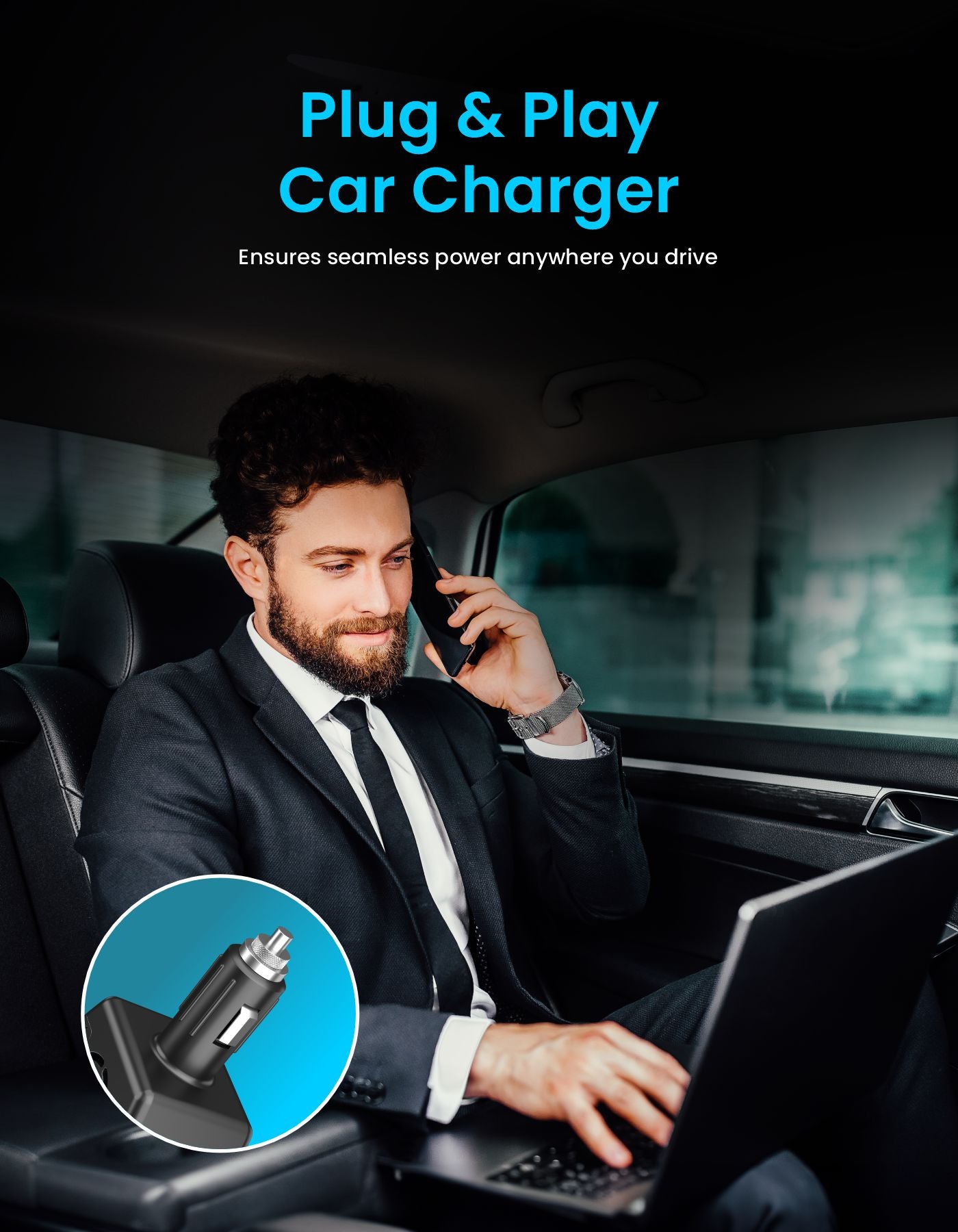 Portronics Car Power 11 car charger with 3 USB ports Compatible with most cars